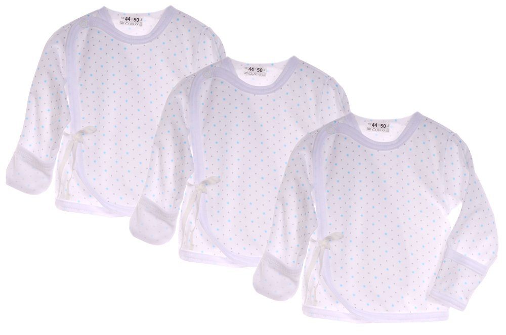 La Bortini Wickelshirt Wickelhemdchen 3er Pack Baby Wickelshirt Flügelhemdchen aus reiner Baumwolle, 44 50 56 62