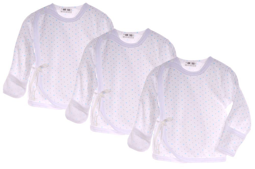 La Bortini Wickelshirt Wickelhemdchen 3er Pack Baby Wickelshirt 44 50 56 62 68 Flügelhemdchen