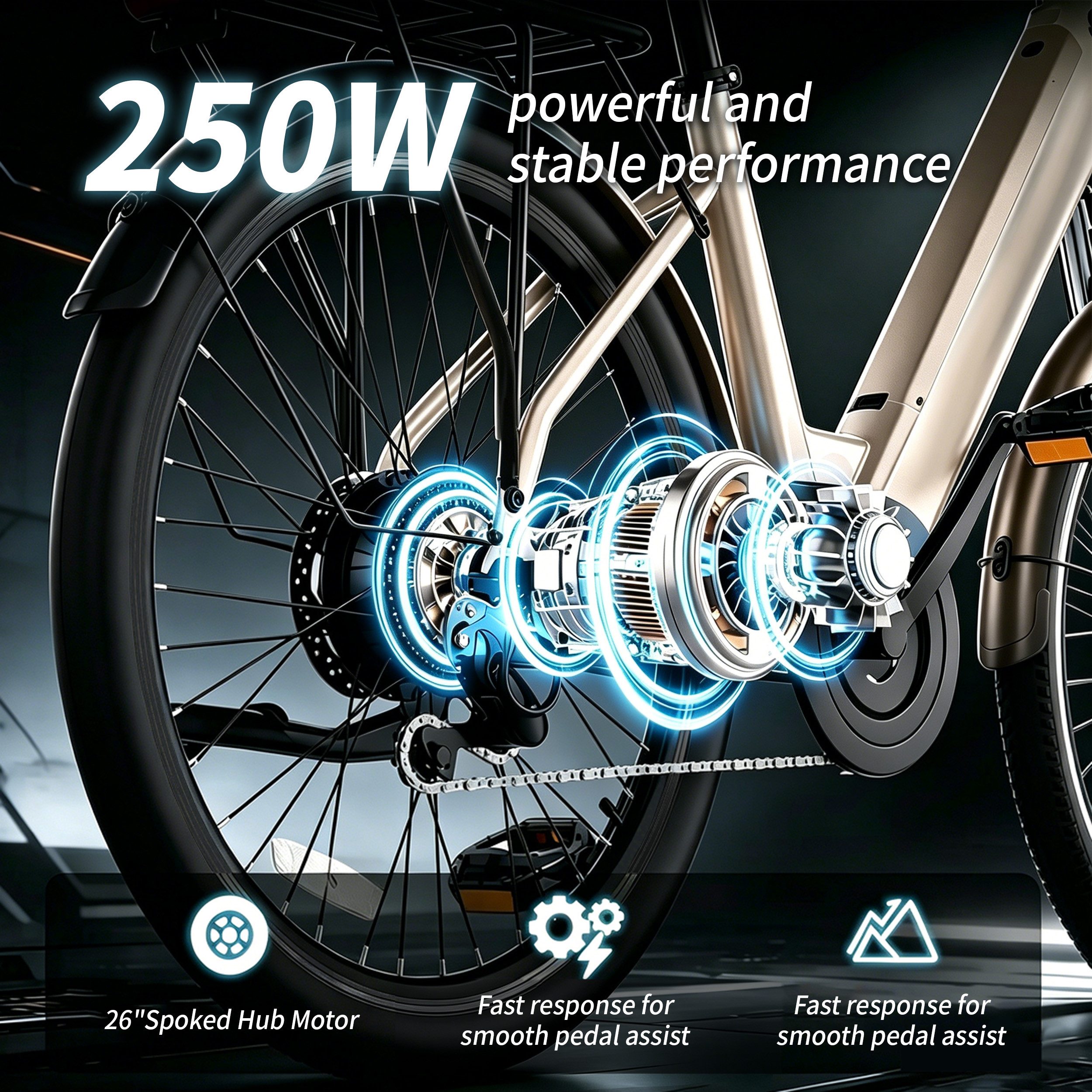 Vankel E-Bike Cityrad e bike für herren 26 zoll 18.2AH 36V 655WH damen 120km Elektrofahrrad, Kettenschaltung, Heckmotor, 655 Wh, (Beleuchtungsset mit Batterieladegerät, Batterieschlüssel, Werkzeug), Komfortables Stadtrad mit Scheibenbremsen & 26" Bereifung für Pendler