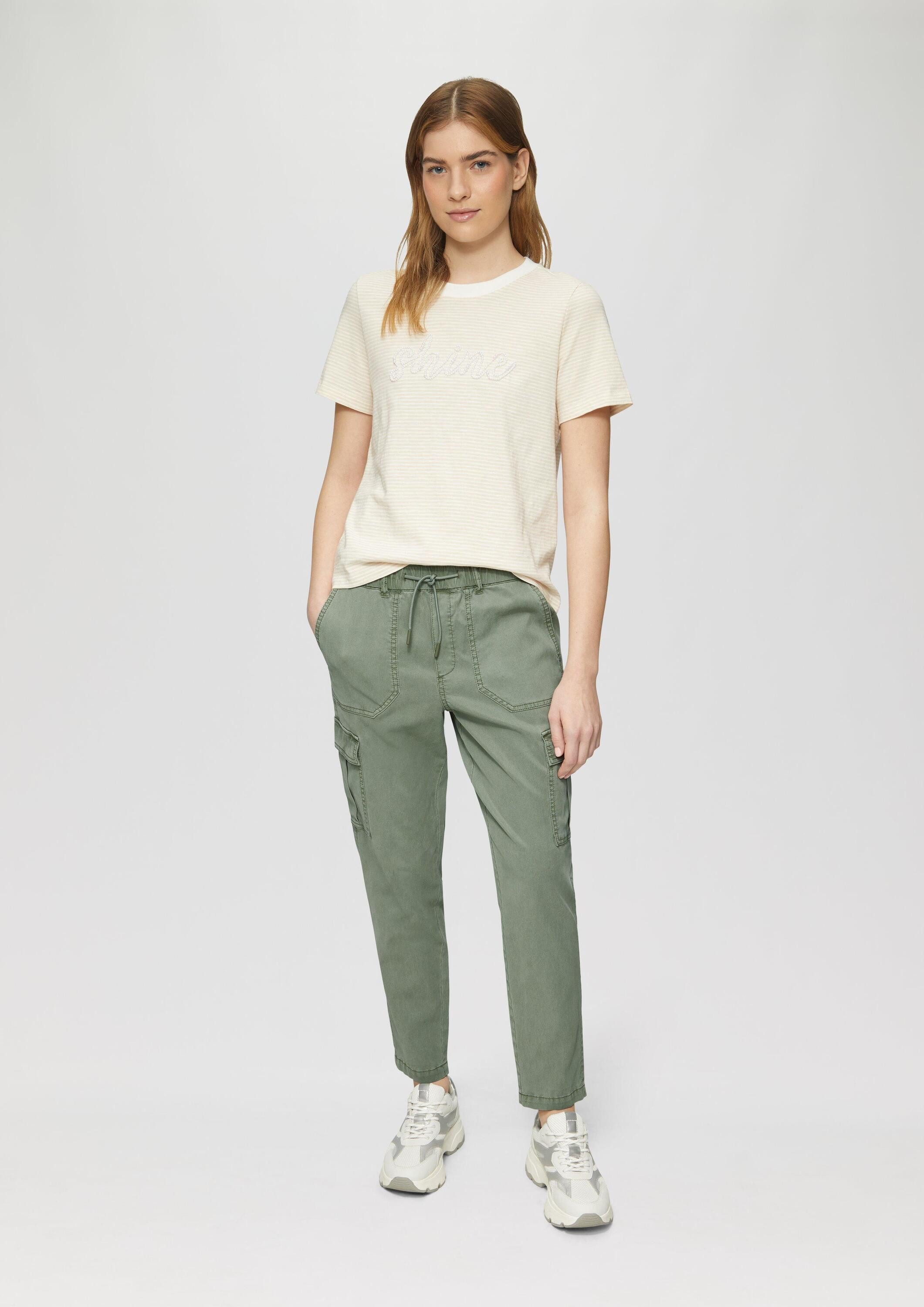 s.Oliver 7/8-Hose Hose Strukturierte Jogpants mit Cargo-Taschen aus Viskosemix