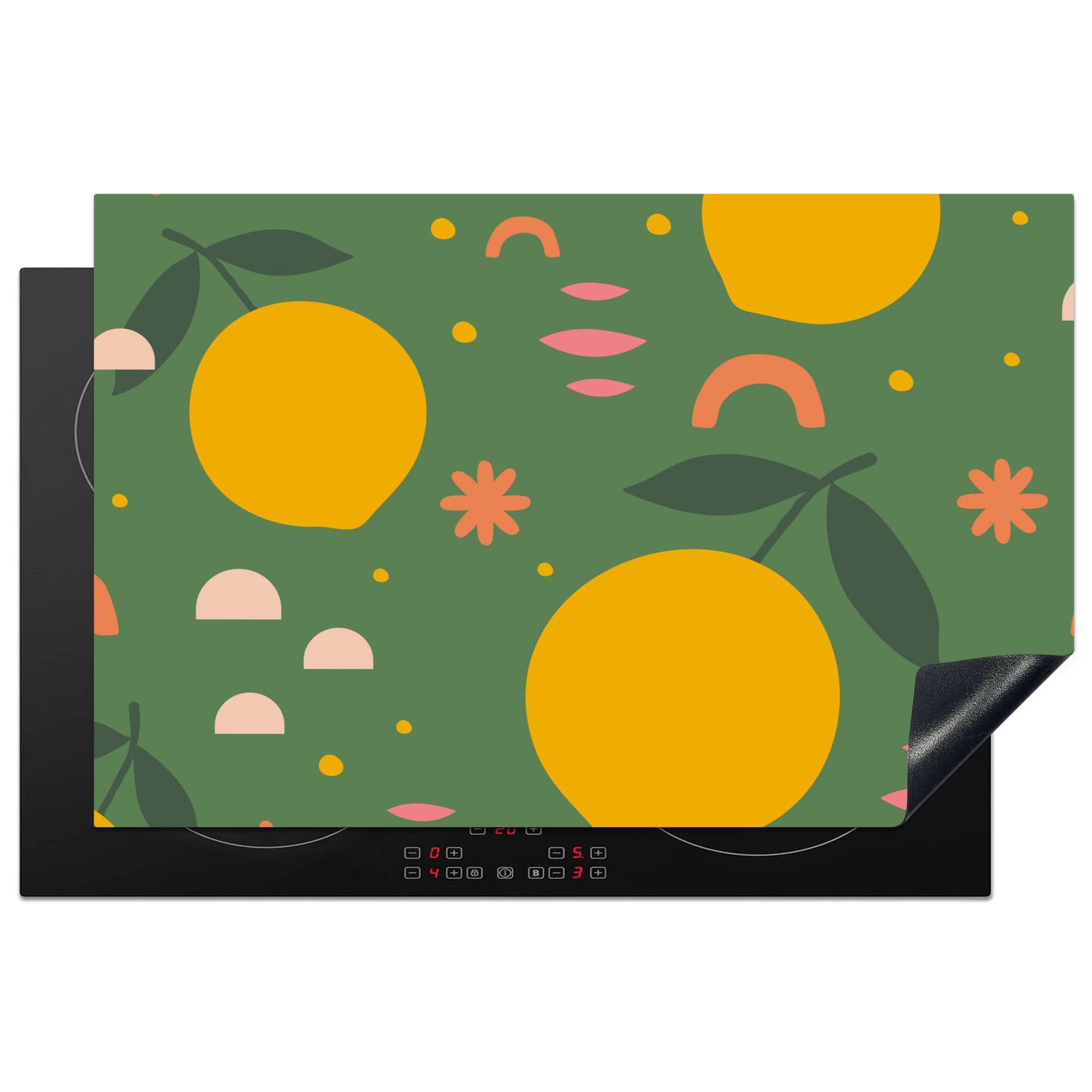 MuchoWow Herdblende-/Abdeckplatte Zitrone - Rosa - Design, Vinyl, (1 tlg), 81x52 cm, Induktionskochfeld Schutz für die küche, Ceranfeldabdeckung