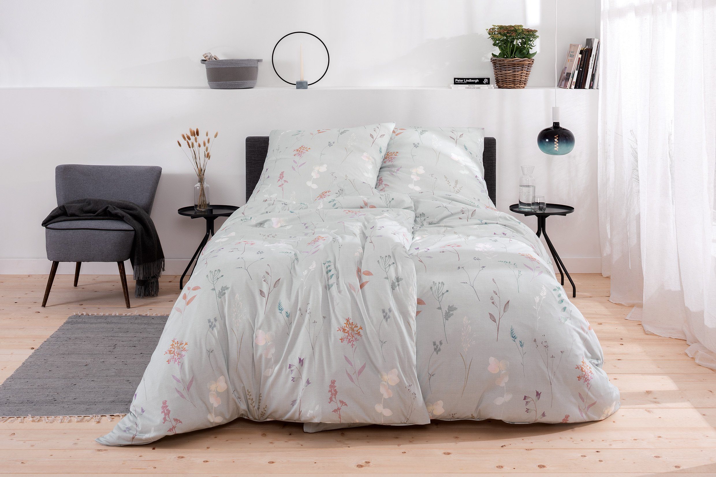 Estella Bettwäsche Estella Mako Jersey Bettwäsche 155x220 Noam blau Gräser Halme Ähren, Jersey, 2 teilig