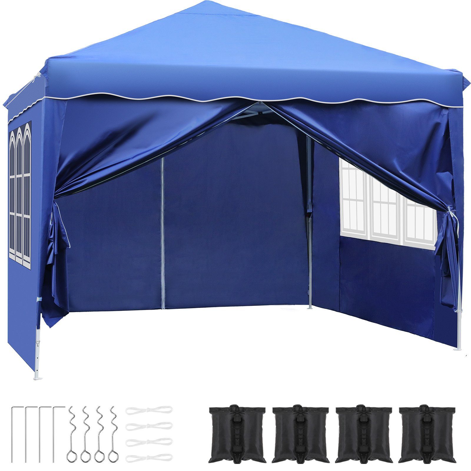 TLGREEN Faltpavillon Pavillon 3x3m Wasserdicht, Falt Zelt mit 4 Seitenwänden,UV Schutz 50+, mit 4 Seitenteilen