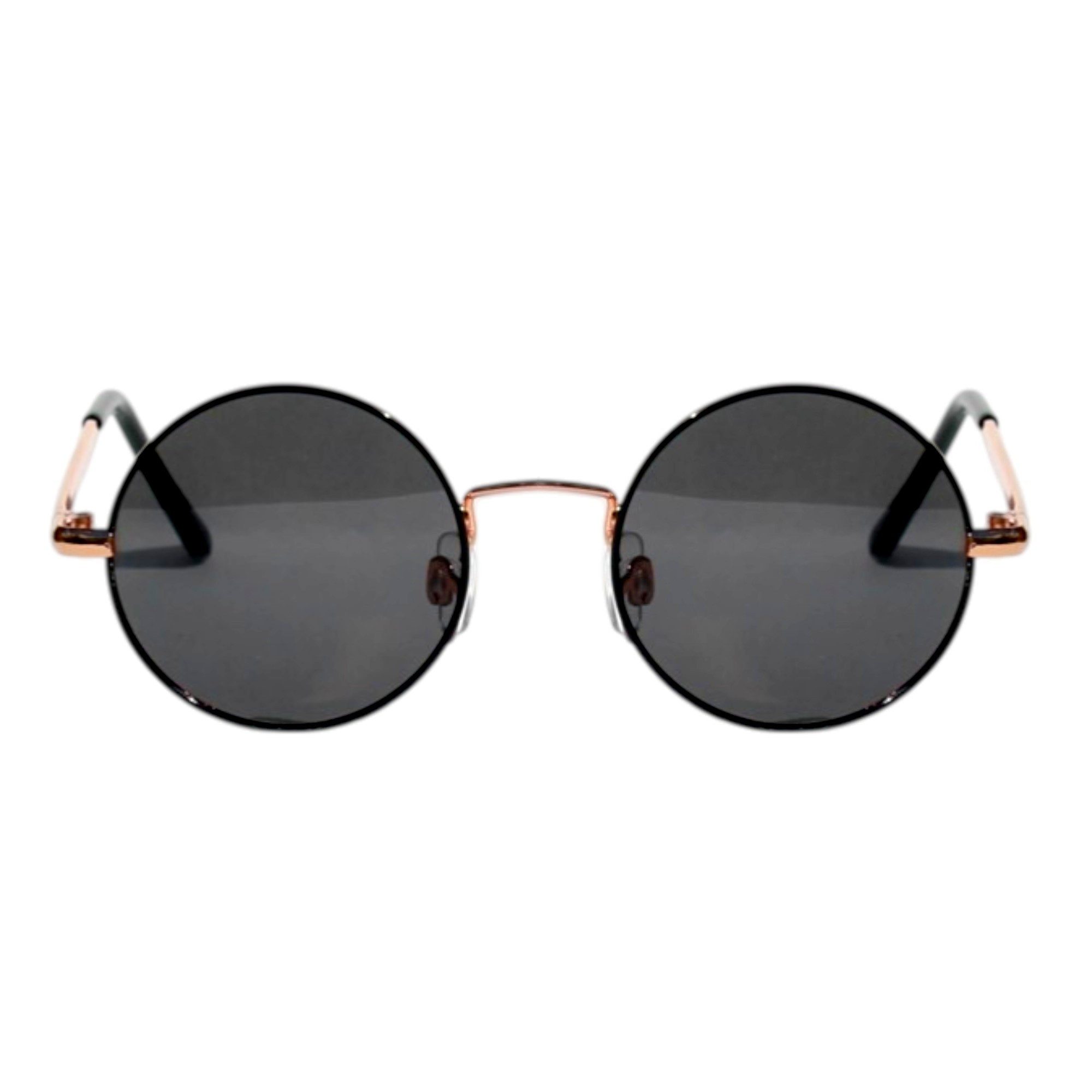 Rennec Sonnenbrille Kinder Brille Rund UV400 Schwarz Polarisiert mit Brillenbeutel Nickelbrille Jungen Mädchen, 5 bis 9 Jahren, Linsen Schwarz Getönt