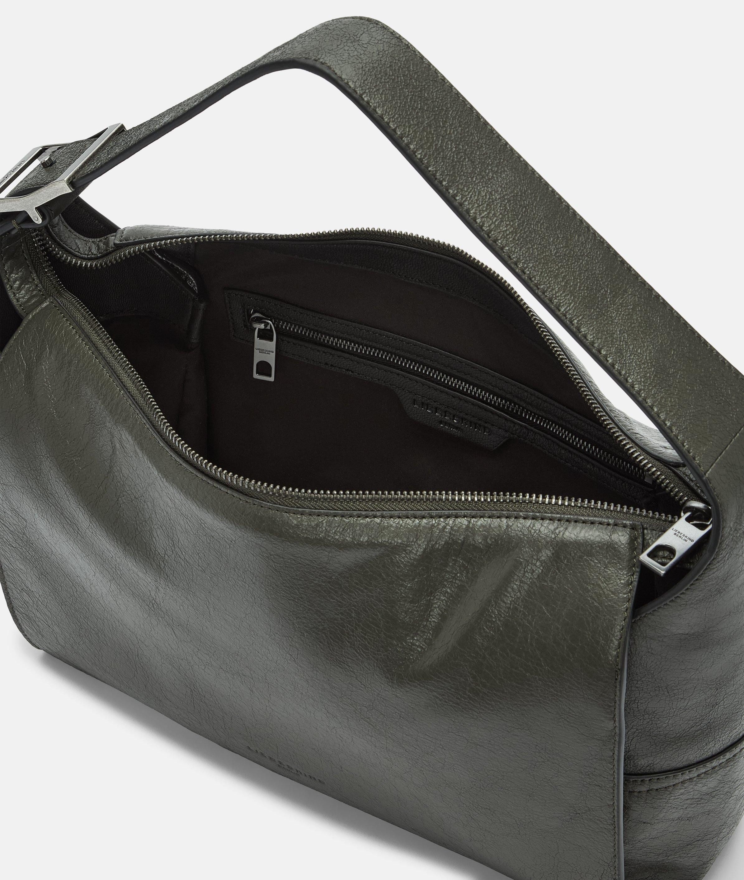 Liebeskind Berlin Schultertasche Lou Hobo M, Geräumige Hobo-Bag aus Leder mit Breaking-Effekt
