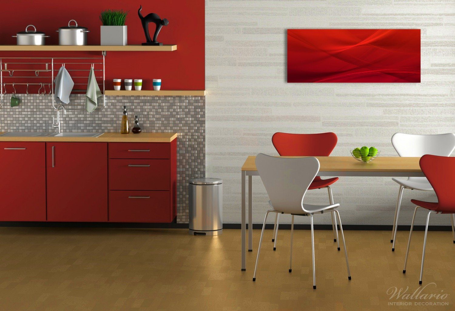 Wallario Glasbild, Abstrakte rotes Muster - günstig online kaufen