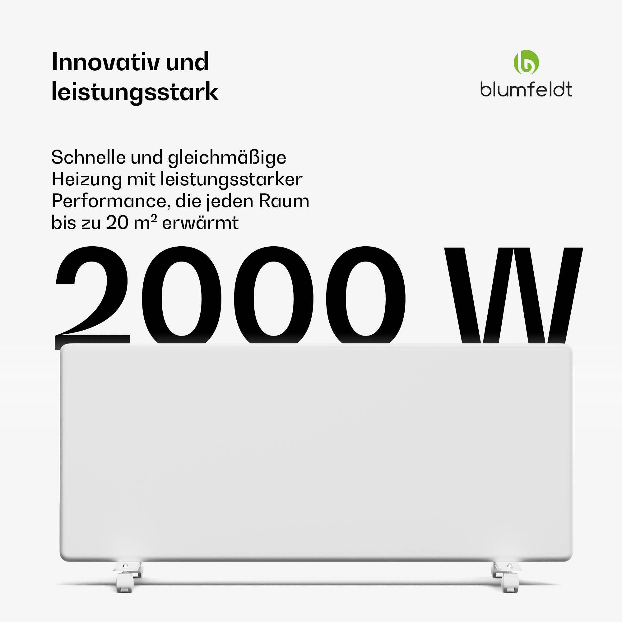 blumfeldt Heizstrahler ThermaTouch, 2000 W, Heizung Elektrische Heizstrahler Indoor Thermostat Touch