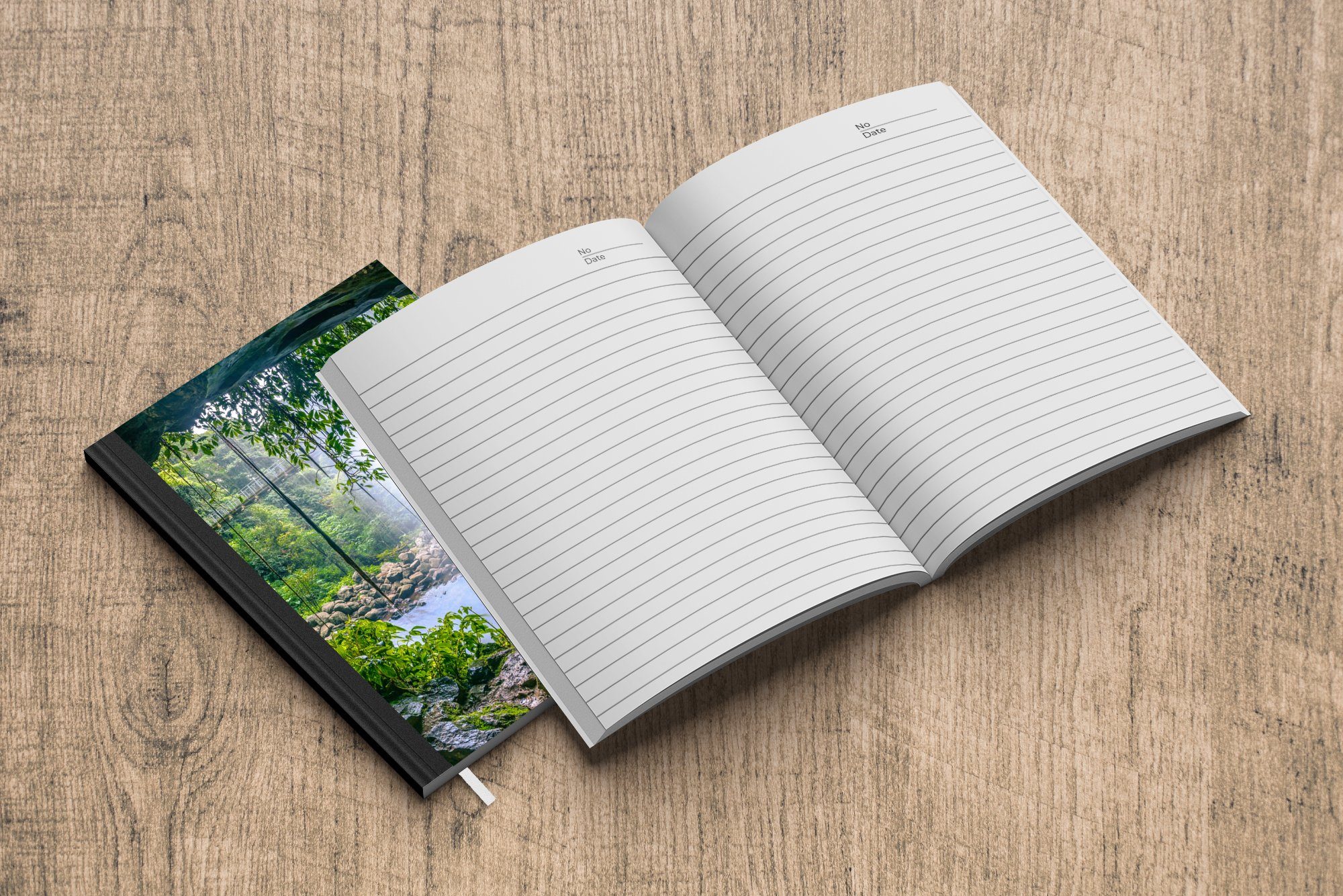 MuchoWow Notizbuch Dschungel - Regenwald Haushaltsbuch - Journal, Pflanzen, Seiten, 98 A5, - Merkzettel, Wasserfall Wasser - Tagebuch, Notizheft