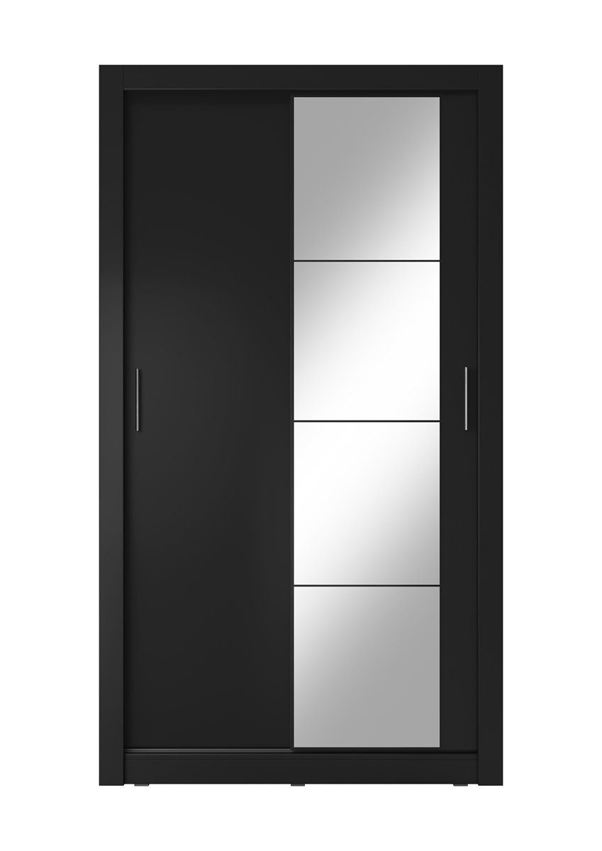 Compleo Kleiderschrank 06, Schwebetürenschrank 120 Spiegel, mit Flurschrank ARTI cm Breite Modern 2-türig, schwarz