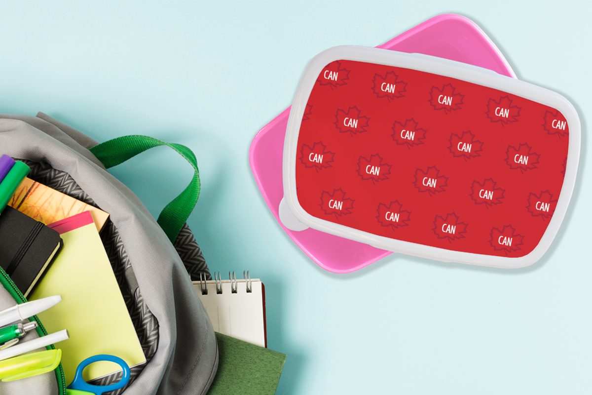 Kinder, - Mädchen, - Brotdose MuchoWow Snackbox, Kunststoff, Flaggen Kunststoff für Muster, (2-tlg), Erwachsene, Lunchbox Brotbox rosa Kanada