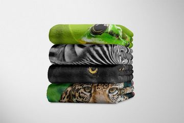 Sinus Art Handtücher Handtuch Strandhandtuch Saunatuch Kuscheldecke mit Tiermotiv Schwarzer Panther, Baumwolle-Polyester-Mix (1-St), Handtuch