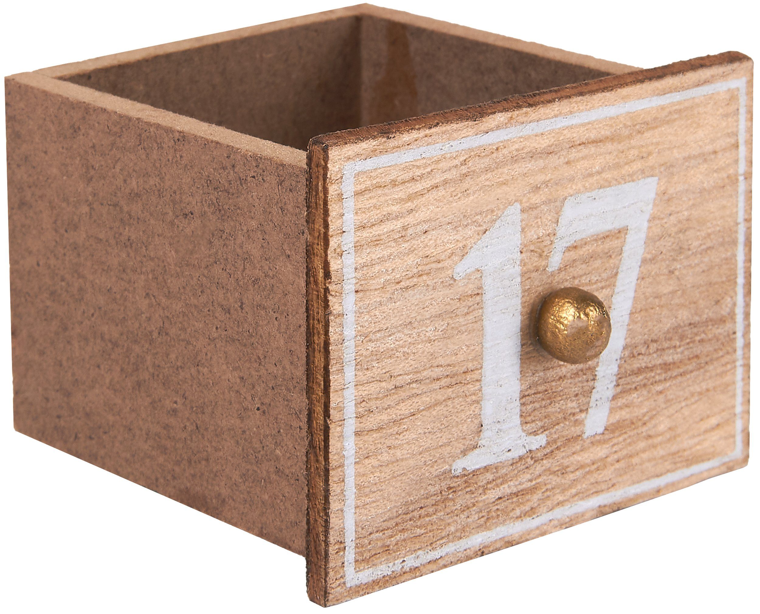 BRUBAKER befüllbarer Adventskalender Holz Weihnachtskalender zum Befüllen mit LED-Beleuchtung - 35,5 cm (1-tlg), Kalender Weihnachten - Fliegender Weihnachtsman – Bild 4 von 5