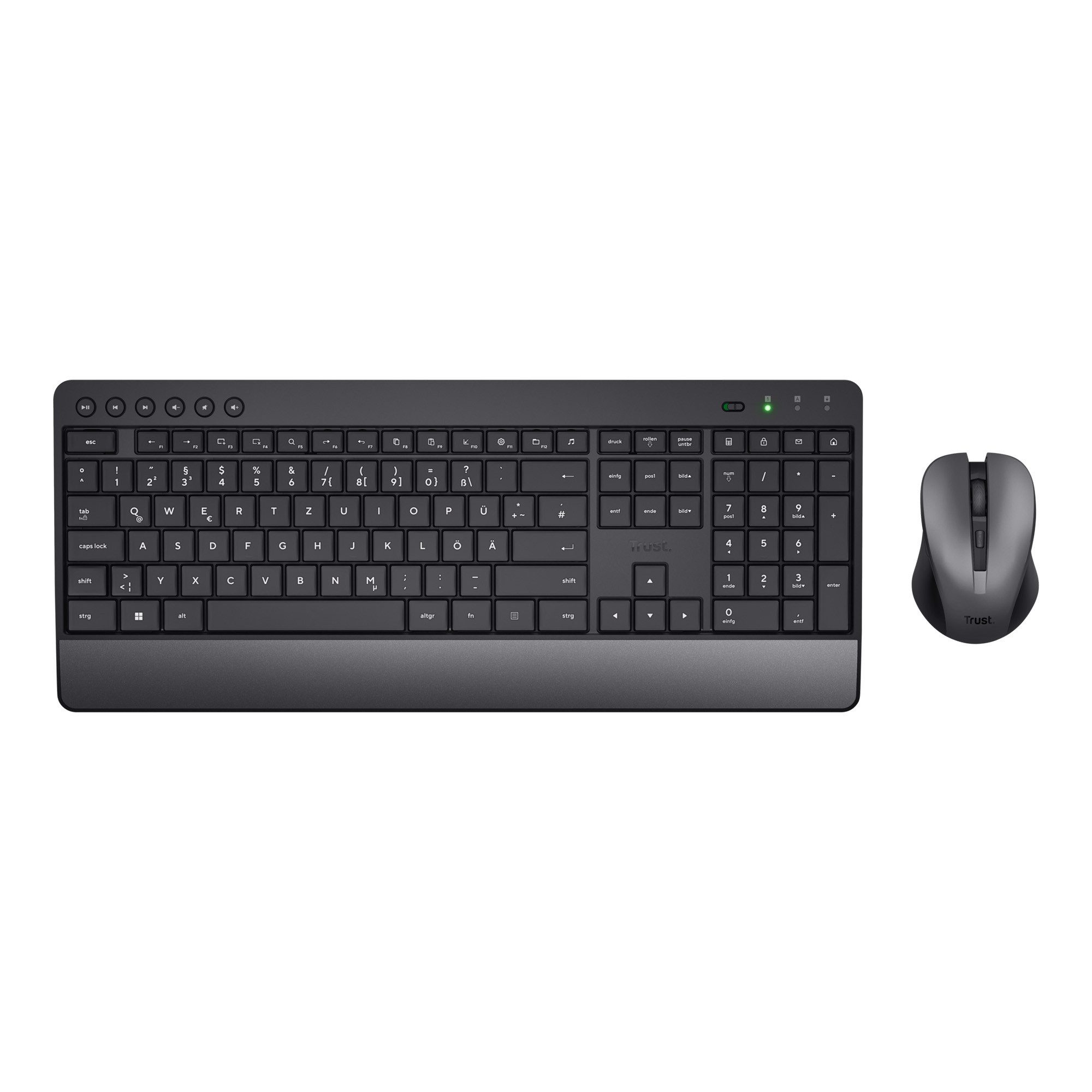 Trust Trezo Comfort Tastatur Maus Set kabellos Wireless für PC Tastatur- und Maus-Set, (Set bestehend aus Tastatur und Maus)
