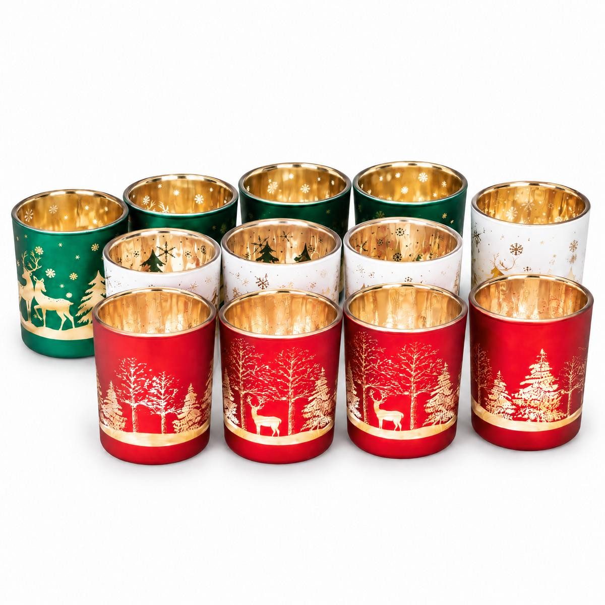 Kamelio Teelichthalter 12er Set Teelichtgläser bunt Windlicht Tischdeko Weihnachten (12 St., 12)