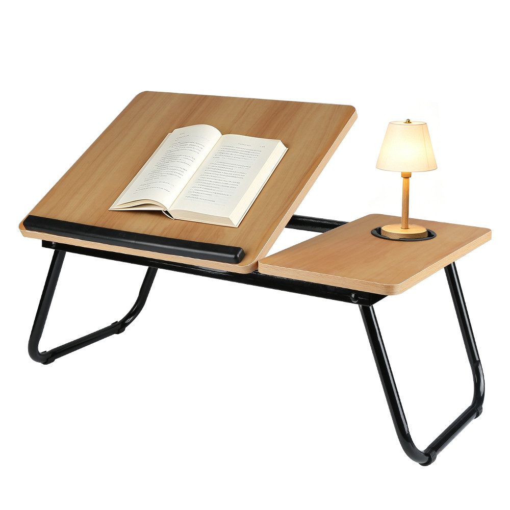 JEOBEST Laptoptisch Klappbarer Beistelltisch, Frühstückstablett für Sofa und Bett, Bambus, (1-St.60x40)Höhen Neigung Verstellbar, mit Cup Slot und Laptop-Stopper