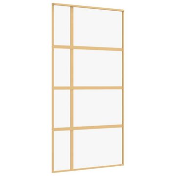 vidaXL Zimmertür Schiebetür Golden 102,5x205 cm ESG-Klarglas und Aluminium Zimmertür In