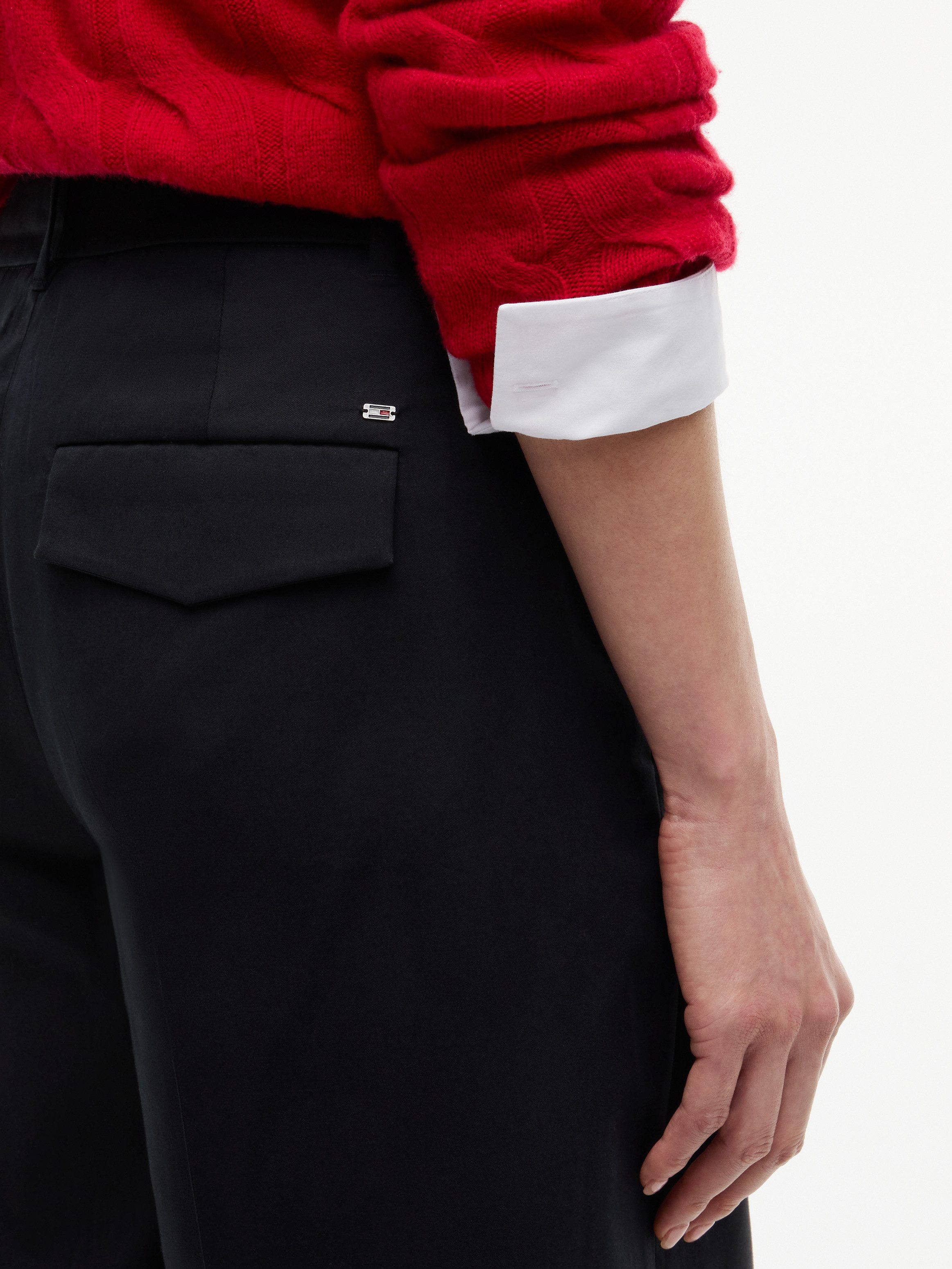Tommy Hilfiger Chinohose COTTON BARREL PLEATED CHINO Baumwollmix, Mid Rise, Tapered