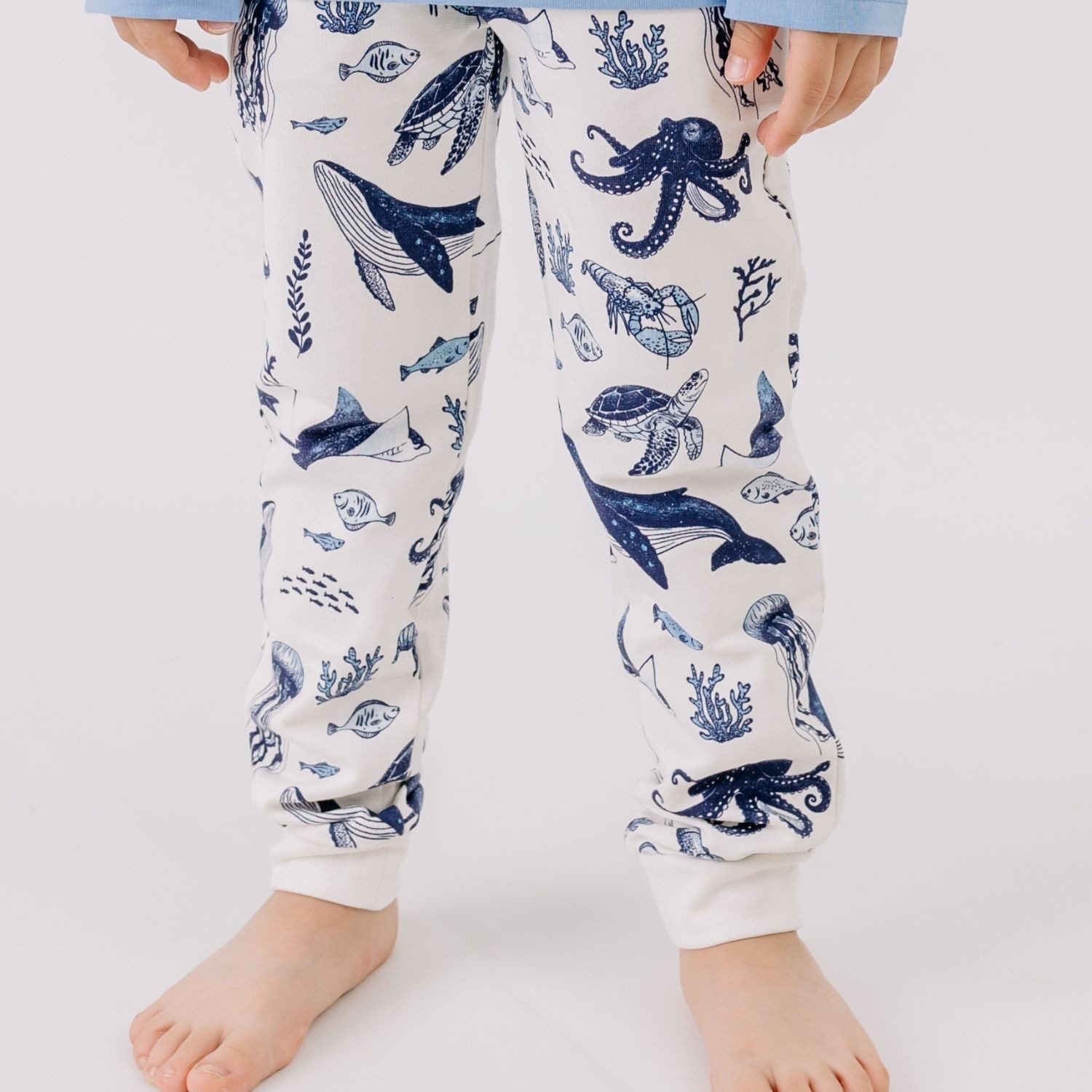 Walkiddy Jogger Pants Walkiddy Wal & Oktopus Kinder Bio Baumwolle GOTS Weiß - Bio Baumwolle,GOTS, Kinderbekleidung,nachhaltige Klamotten