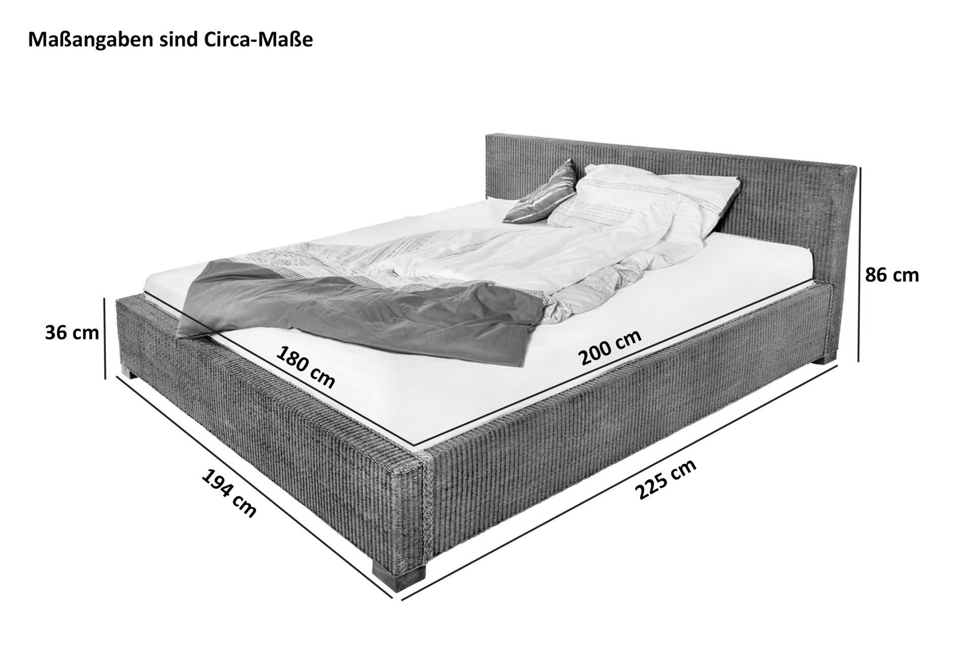 SAM® Massivholzbett Ariana, Doppelbett aus geflochtenem Loom, sehr robust, Handfertigung