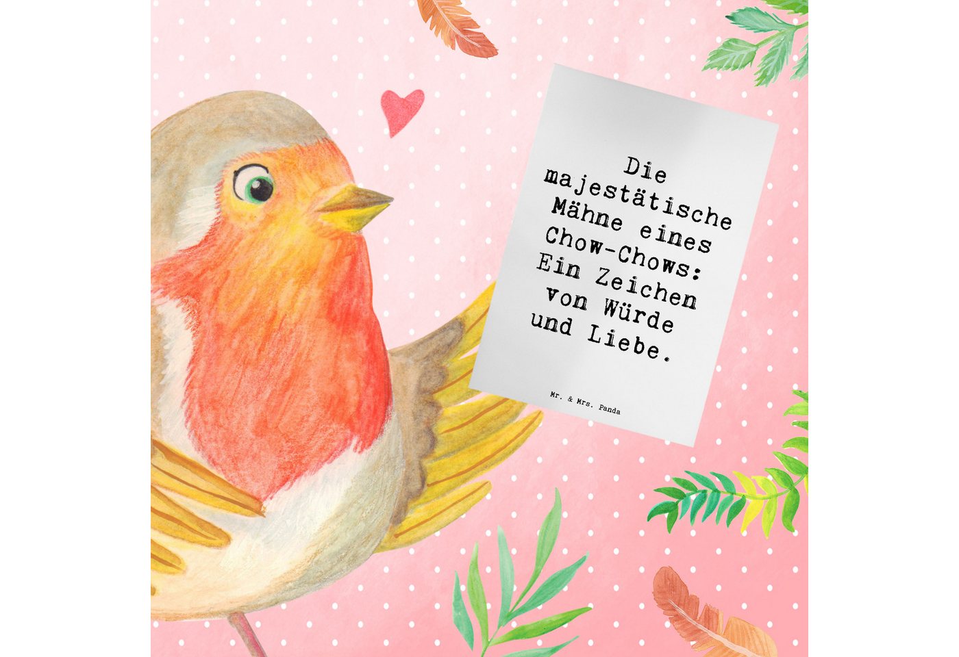 Thumbnail - Mr. & Mrs. Panda Grußkarte Spruch Chow-Chow Mähne - Weiß - Geschenk, Familienmitglieder, Einladu