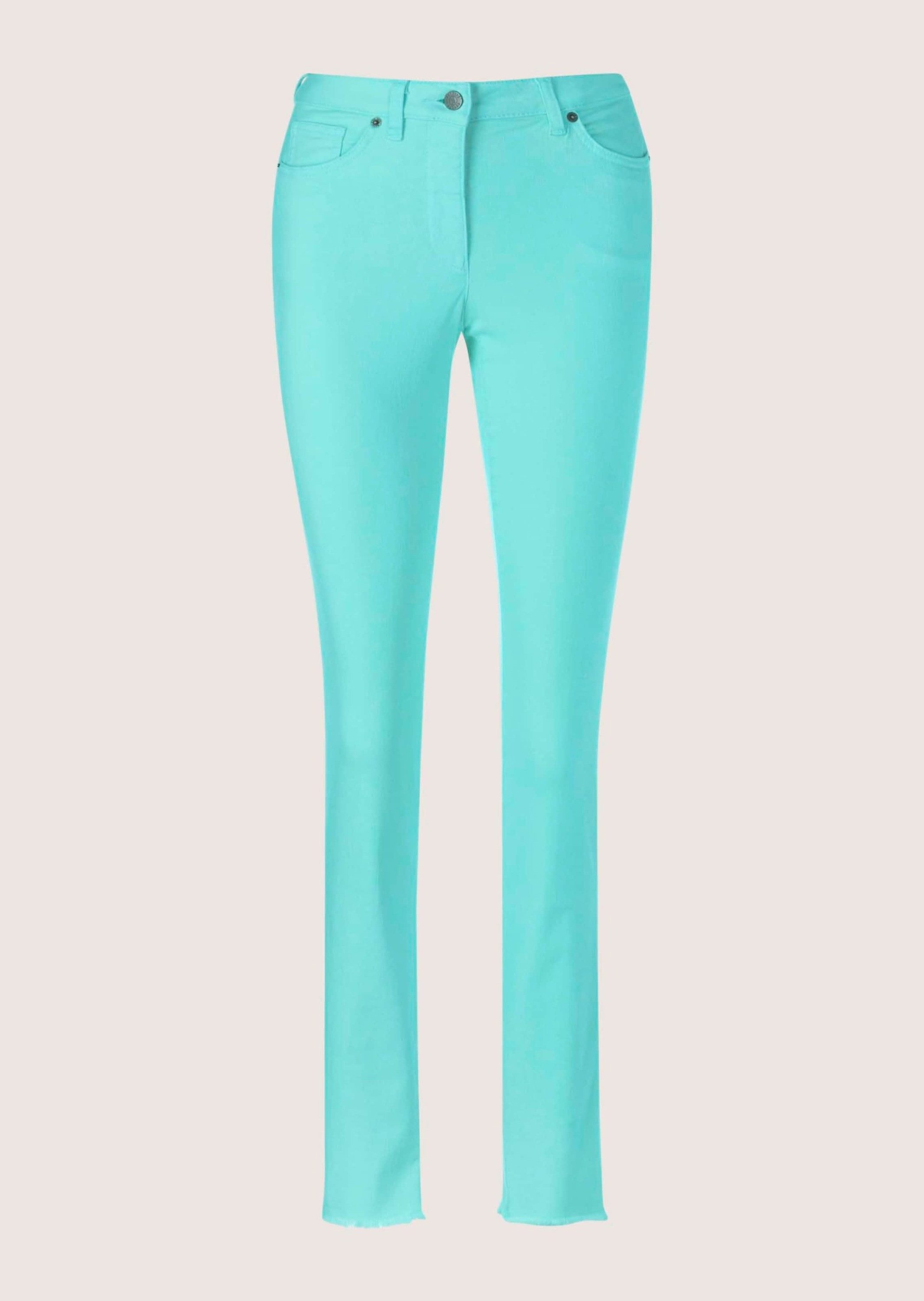 Gerade Jeans Kurzgröße: Mid Waist Skinny-Hose mit Fransen