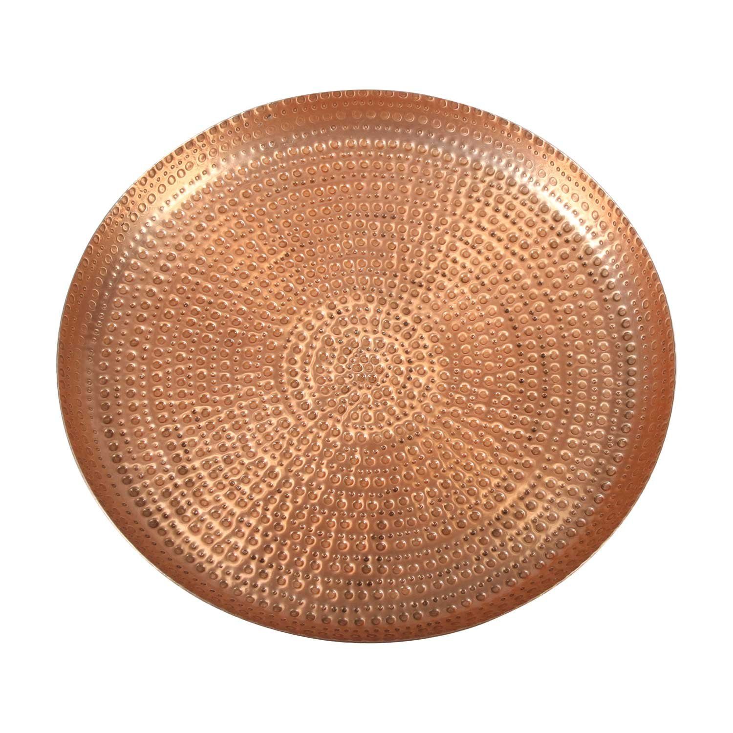 Casa Moro Tablett Orientalisches Teetablett Zana Ø 38 cm mit Hammerschlag-Optik, Aluminium, (Boho Chic Dekotablett), rundes Serviertablett