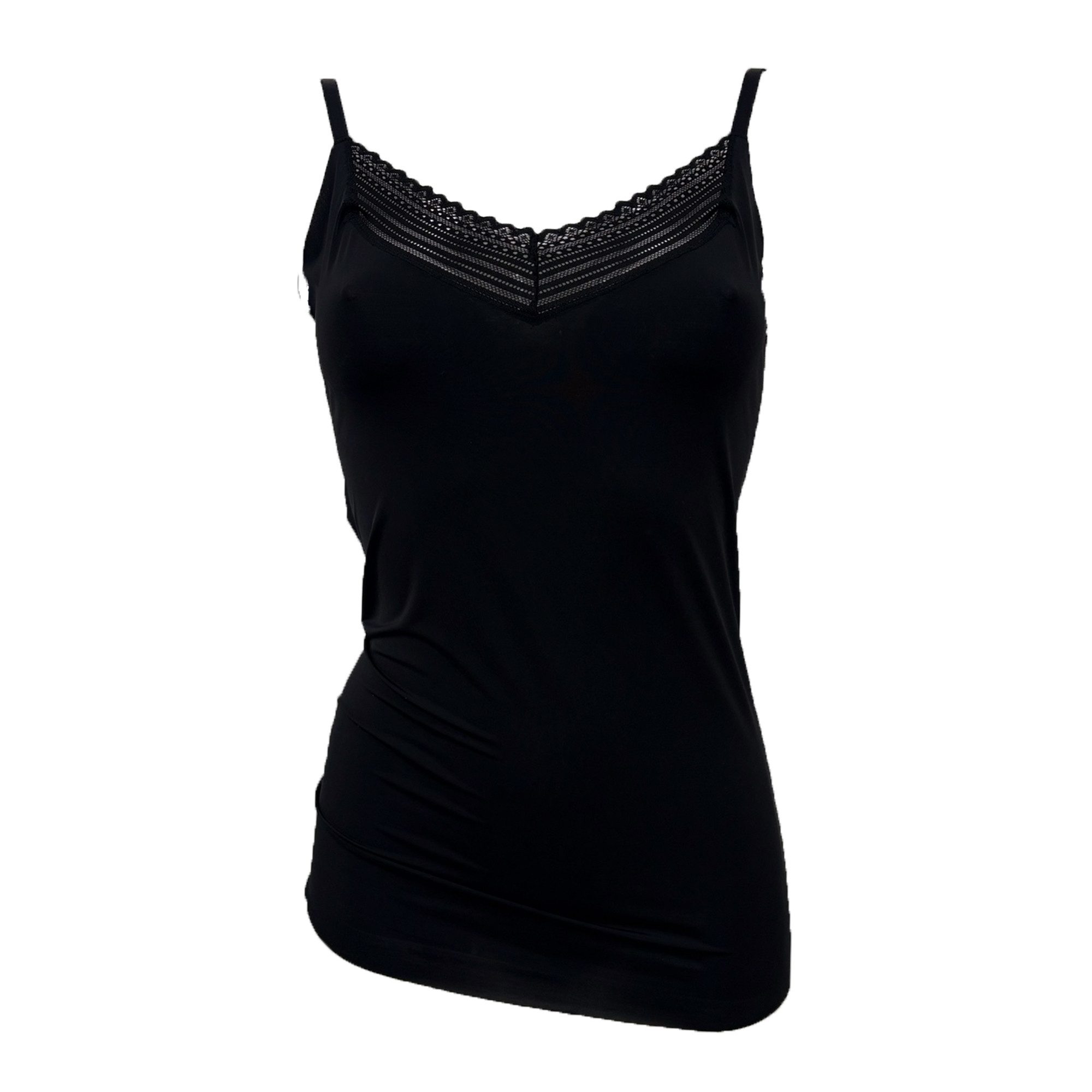 My Basic Unterhemd Free cut singlet (3er Pack) Spaghetti-Träger verstellbar, V-Ausschnitt, Spitze, elastisch