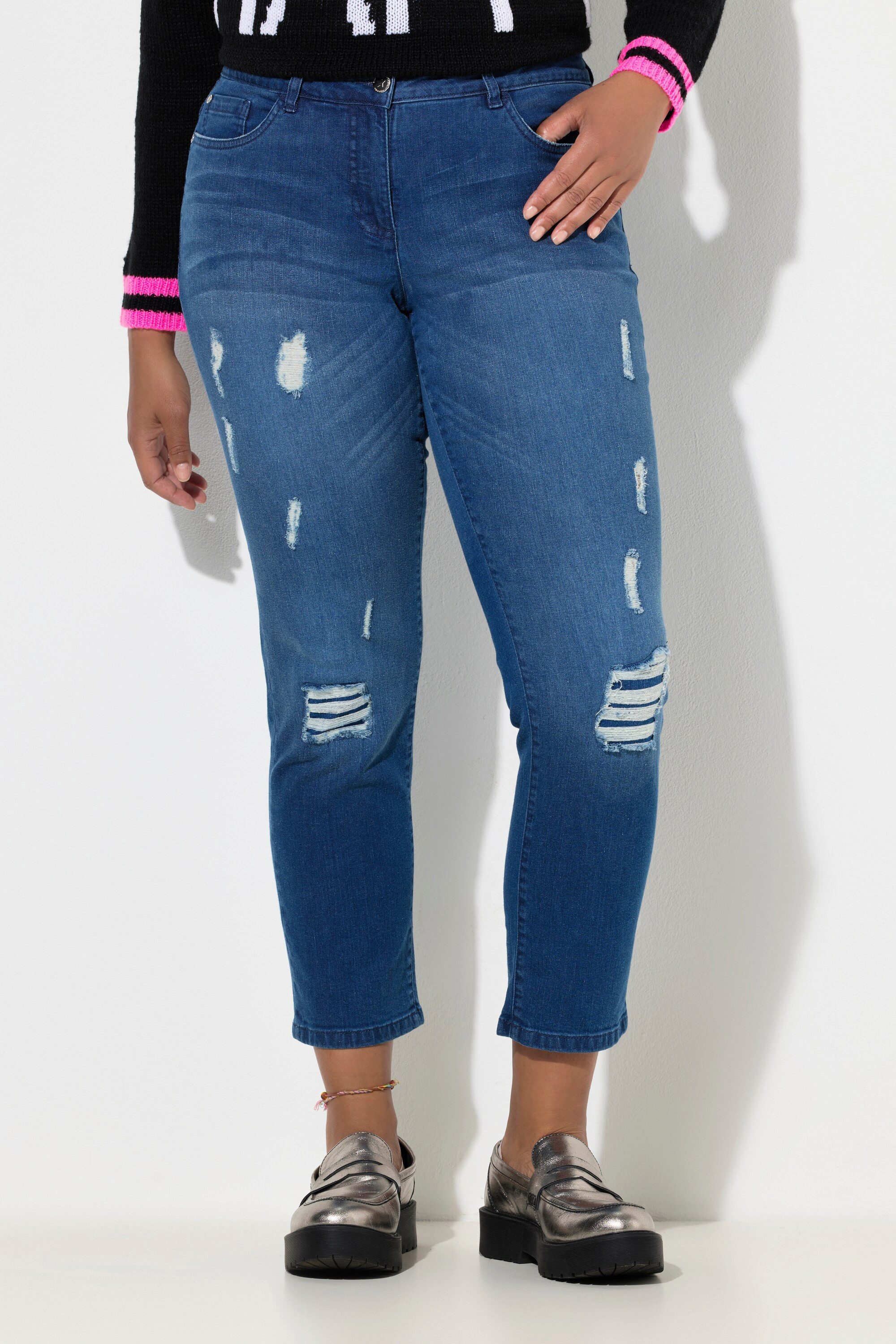Angel of Style Regular-fit-Jeans Jeans Straight Fit Destroy-Effekte 5-Pocket
