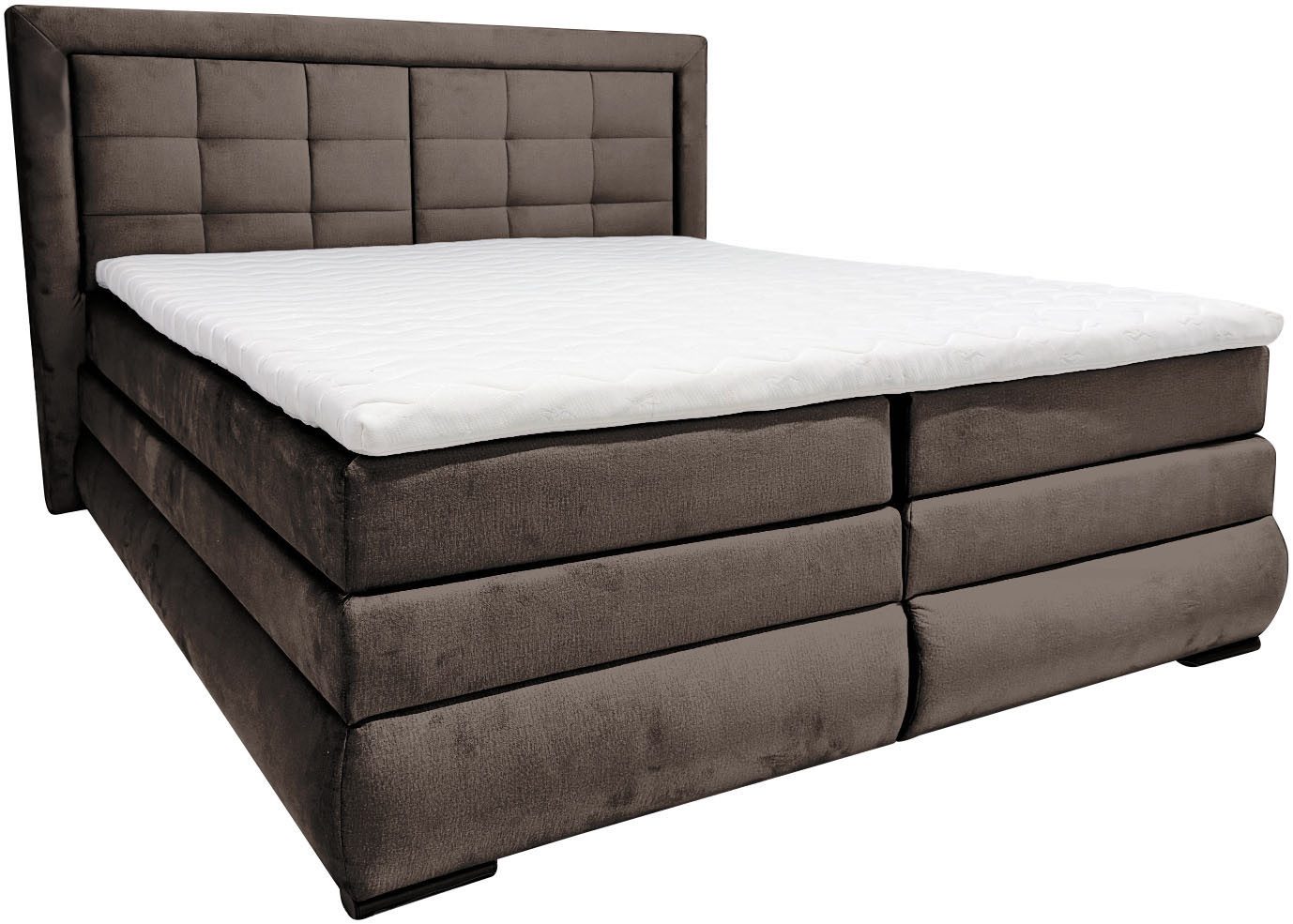 OTTO home Boxspringbett MIVVA mit Bettkasten, mit Taschenfederkernmatratze H3, H3/H4 mix, H4 (mit hochwertigem Luxus-Microfaser-Stoff, wahlweise mit LED-Leuchten), mit Kaltschaum- oder Visco-Topper (bei H4), Komfortliegehöhe 67cm