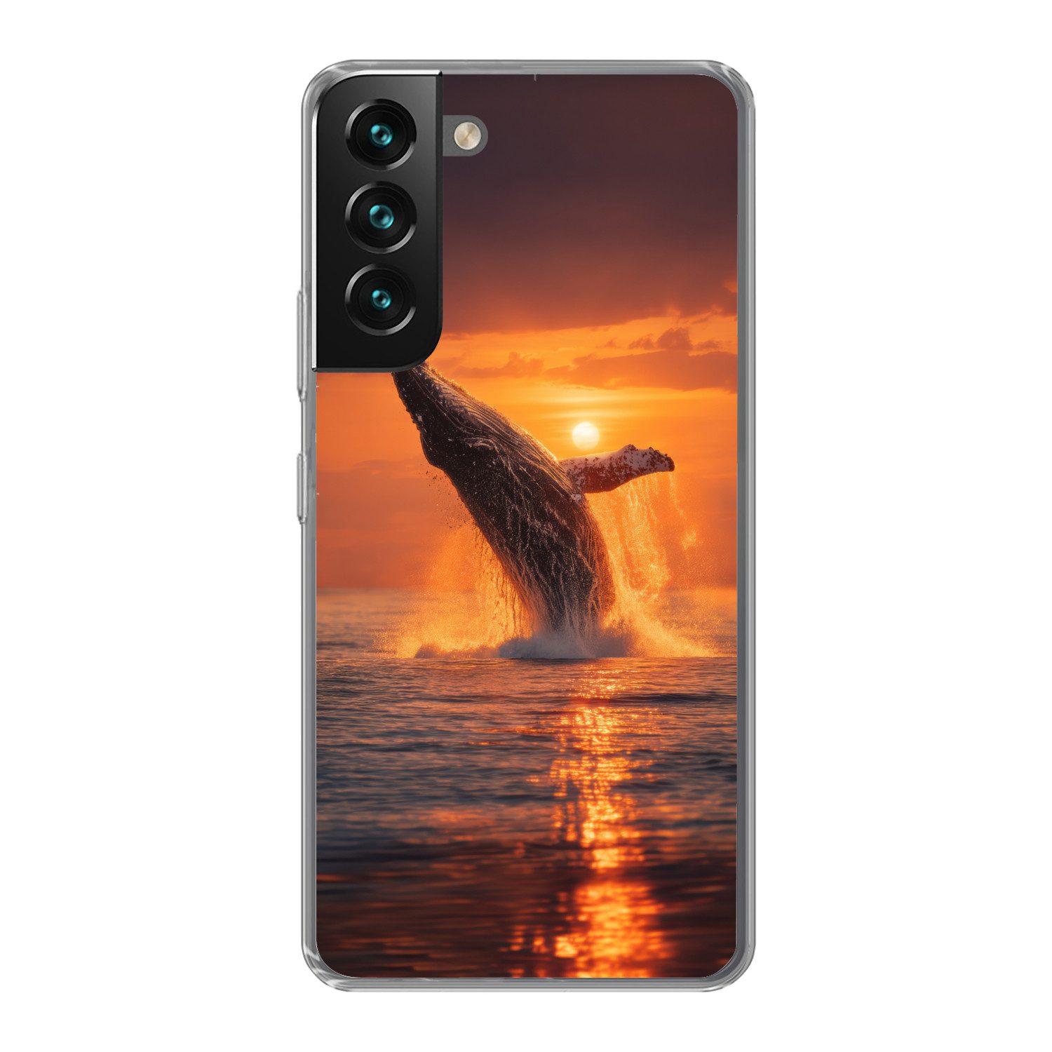 MuchoWow Handyhülle für Samsung Galaxy S22 Plus Wal - Sonne - Meer, Phone Case, Silikon, Schutzhülle Dünn
