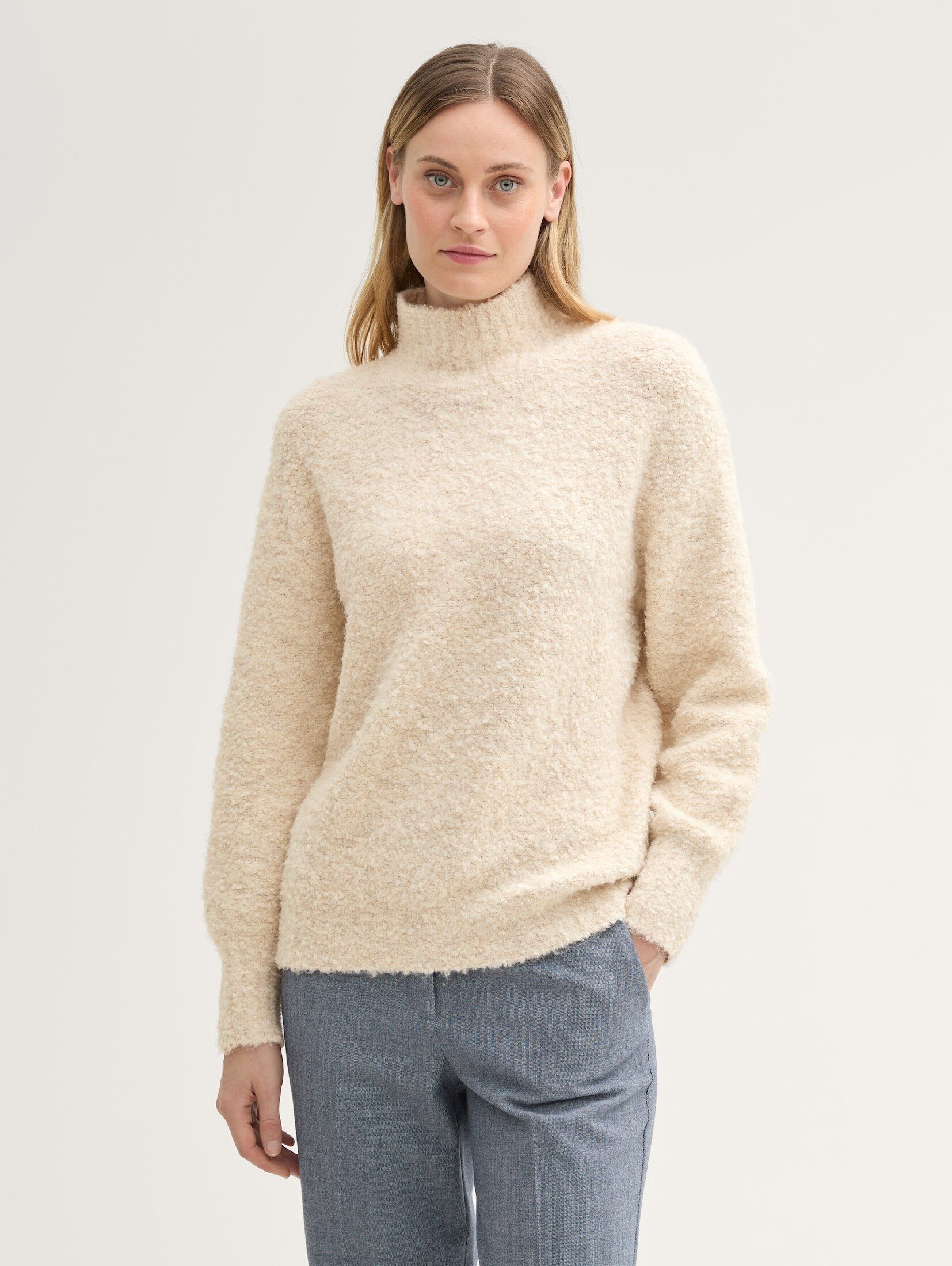 Strickpullover Lockerer Bouclé Pullover