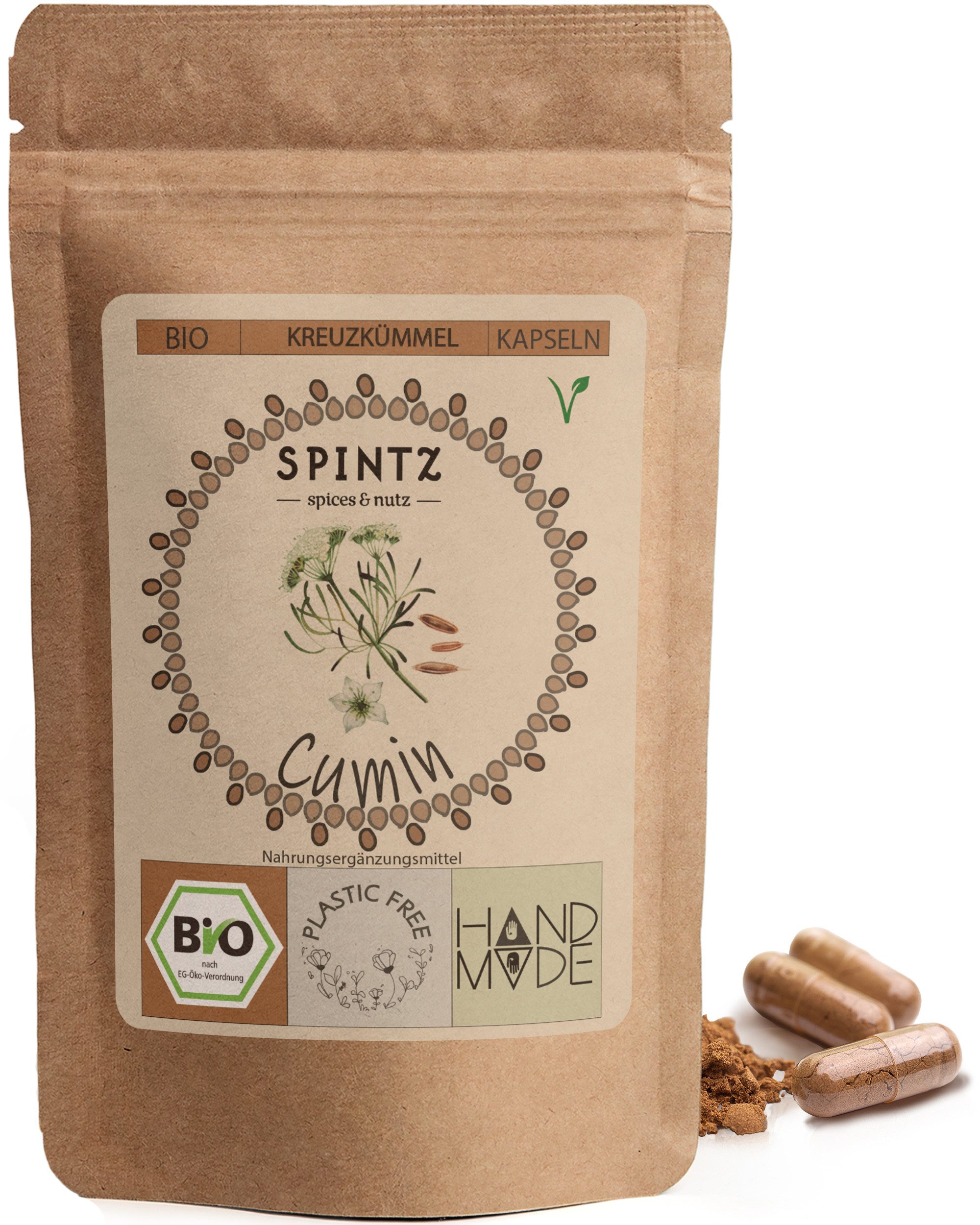 SPINTZ Bio Cumin Kapseln 2x3 Kapseln (2,7g Kreuzkümmel Pulver) täglich mit ausreichend Flüssigkeit einnehmen, 1 er 210 St., 124 g