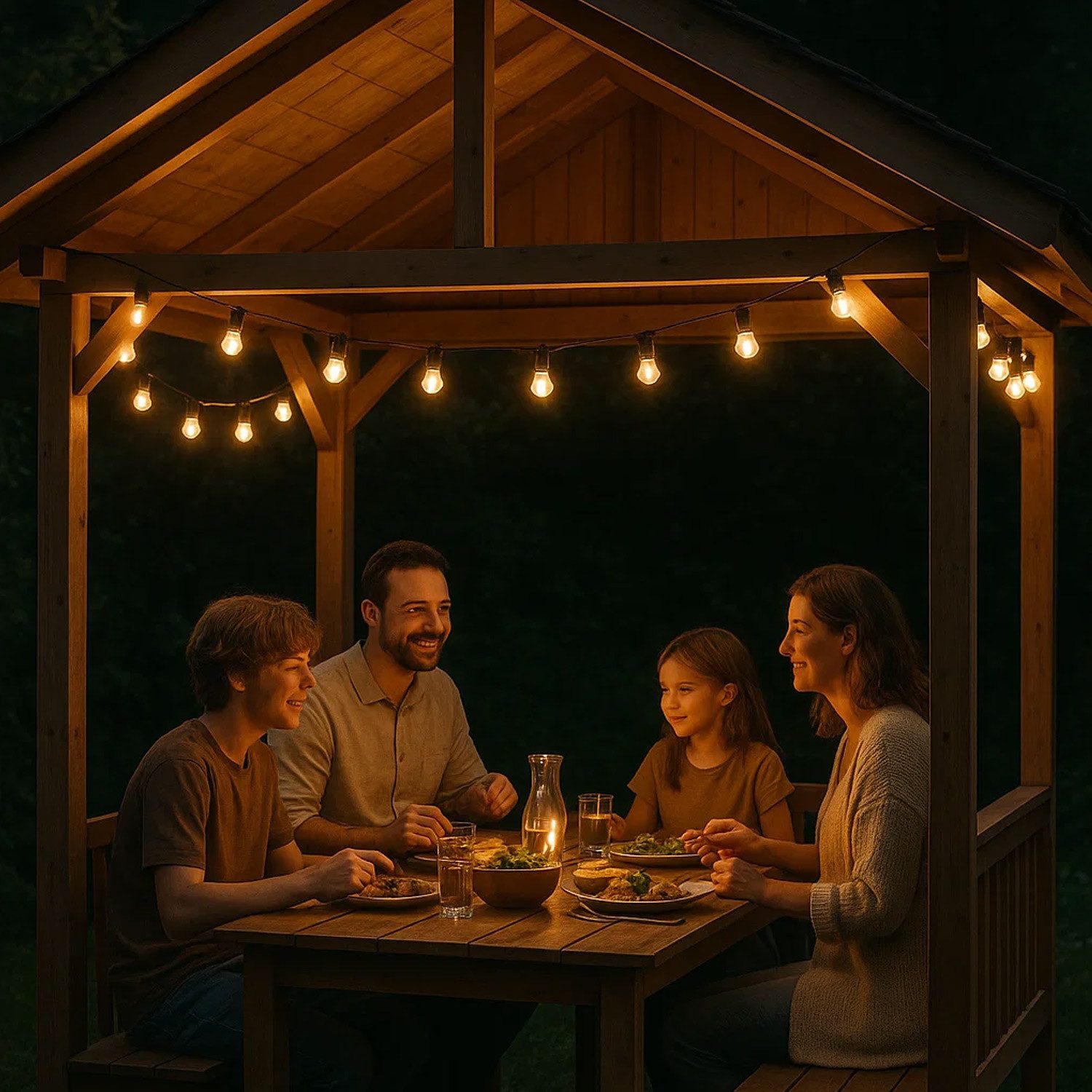 SPICELITE LED-Lichterkette Illu- Party Garten Außenlichterkette 50m 50x dimmbare Glühbirne, 50-flammig