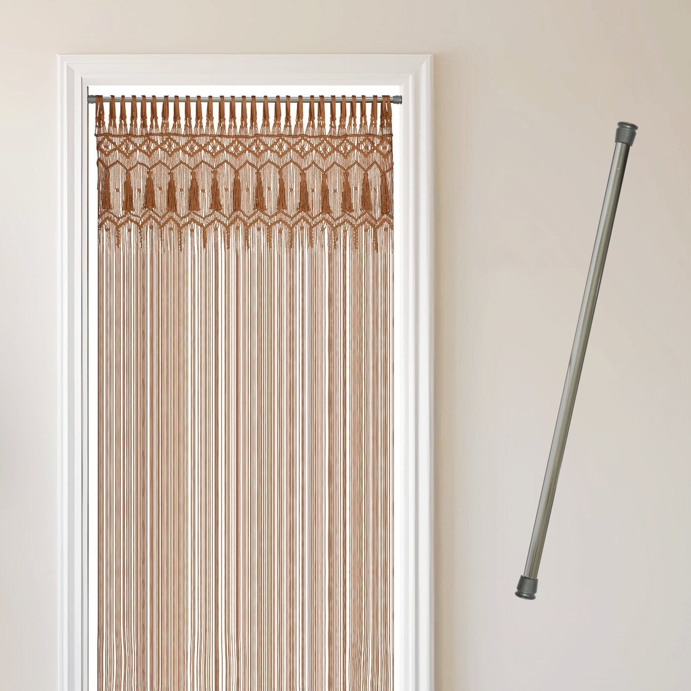 Cozyor Türvorhang Makramee 132 x 200 cm Boho Vorhang Fenstervorhang Raumtei günstig online kaufen