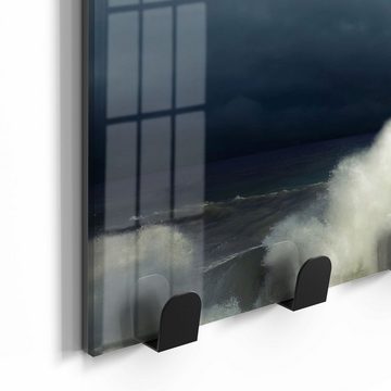 DEQORI Kleiderhaken 'Leuchtturm im Sturm', Glas Garderobe Paneel magnetisch beschreibbar