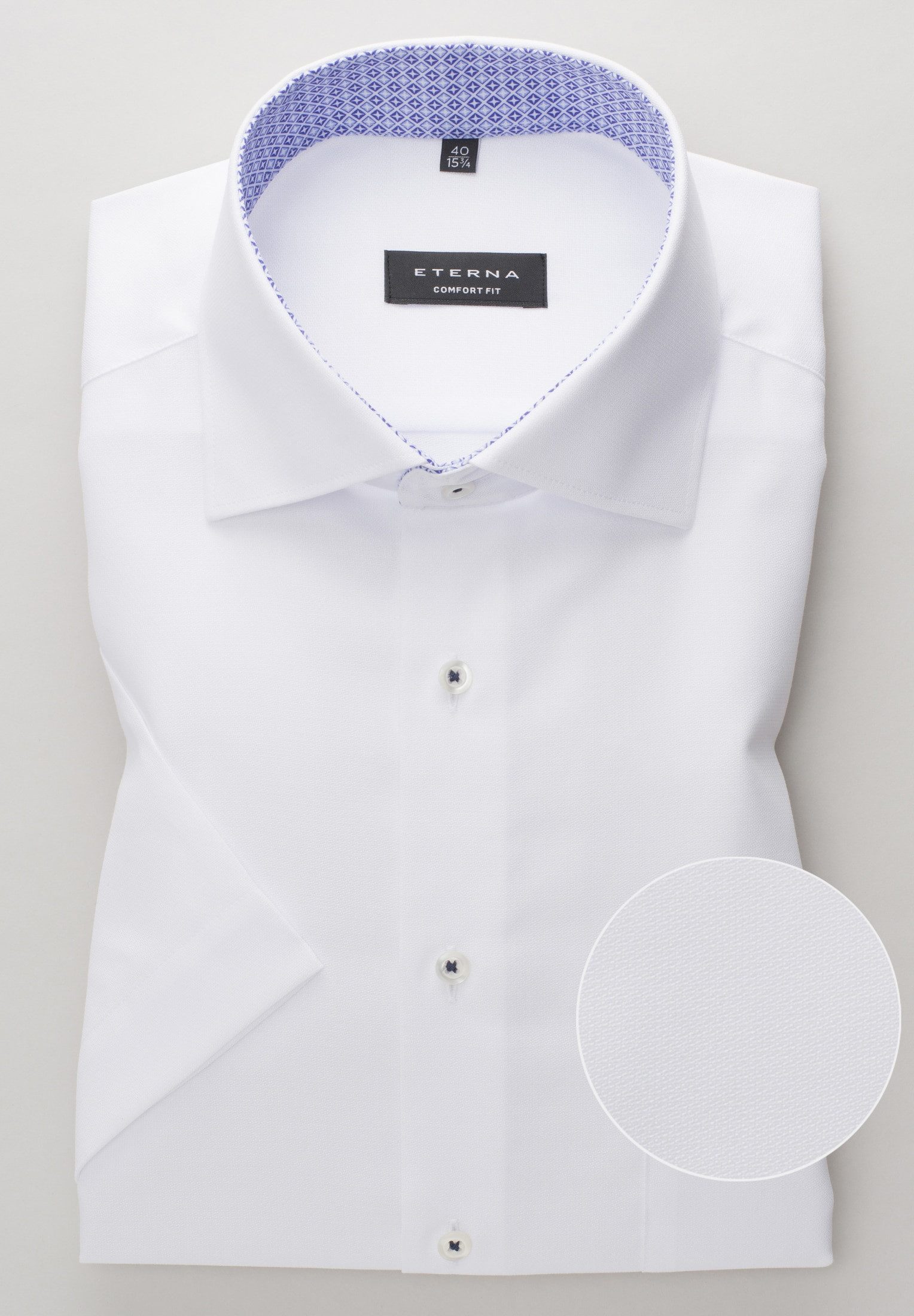Eterna Businesshemd ETERNA COMFORT FIT Kurzarm Hemd weiß strukturiert 3270-00-K15K