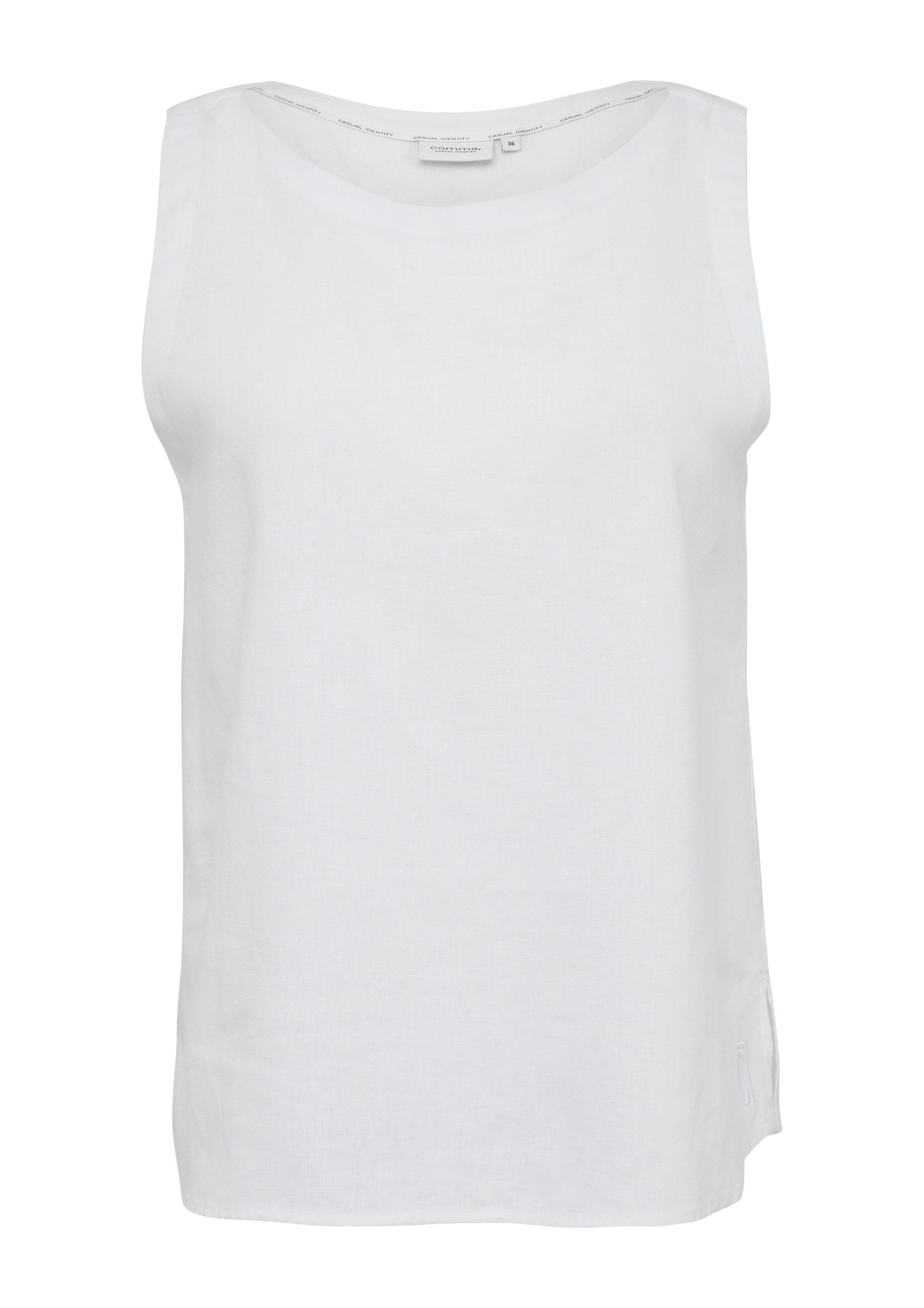 comma Blusentop Bluse Ärmelloses Leinenmix-Top mit U-Boot-Ausschnitt günstig online kaufen