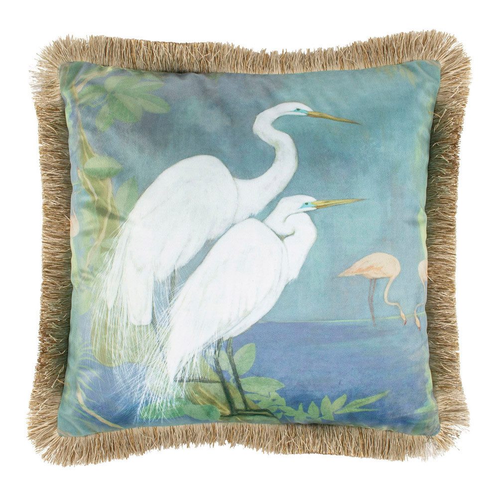 Mars & More Декоративные подушки Подушки Deko Tropisch Vogelmotiv Samt Bunt Goldfranzen 45 cm, Vogelmotiv