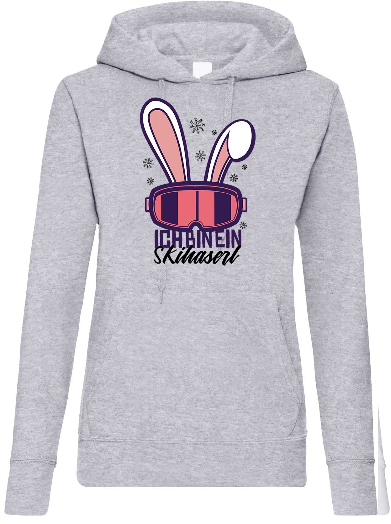 Kapuzenpullover Ski Haserl Häschen Damen Hoodie Pullover
