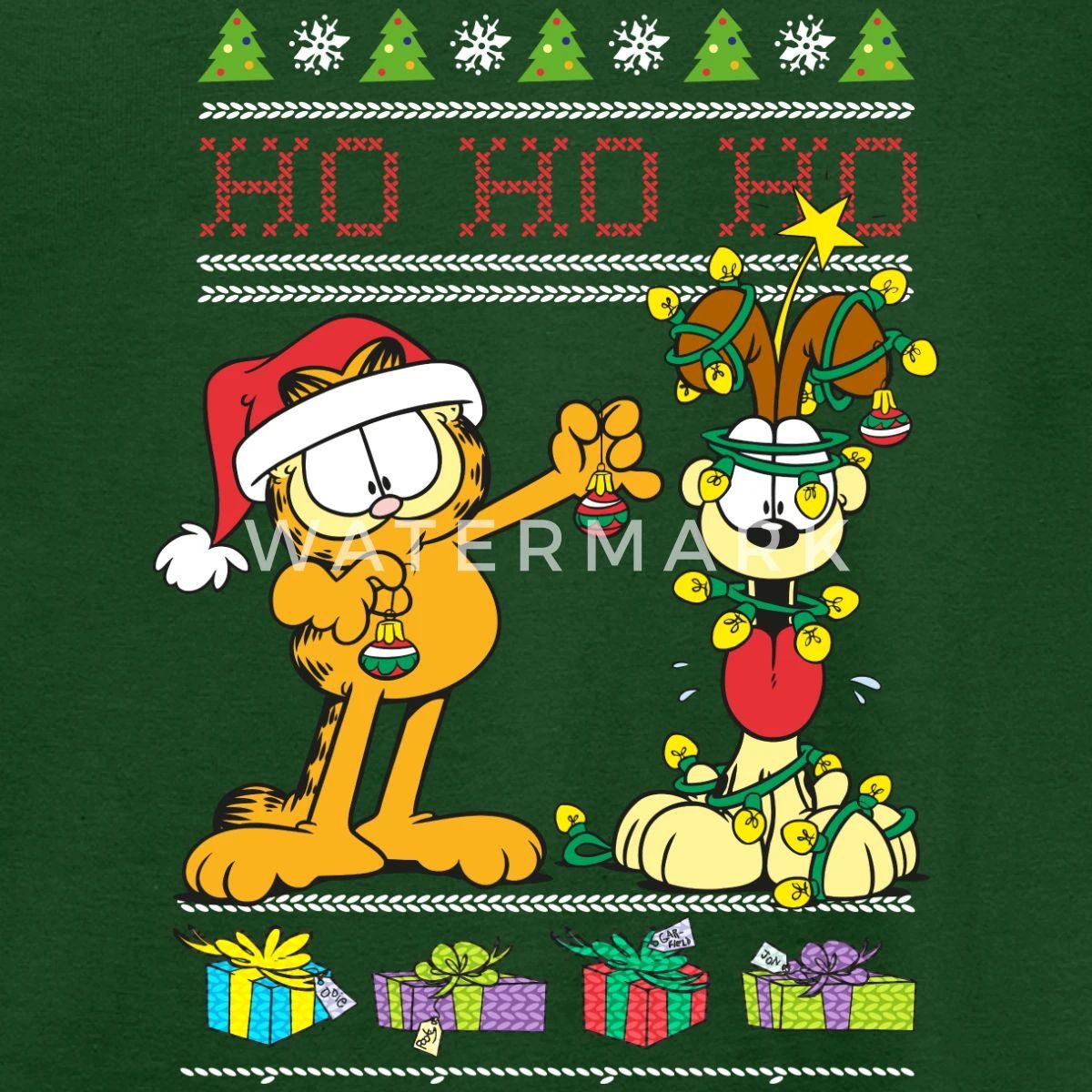 Spreadshirt T-Shirt Garfield Und Odie Hohoho Ugly Christmas Weihnachten Teenager T-Shirt (1-tlg)