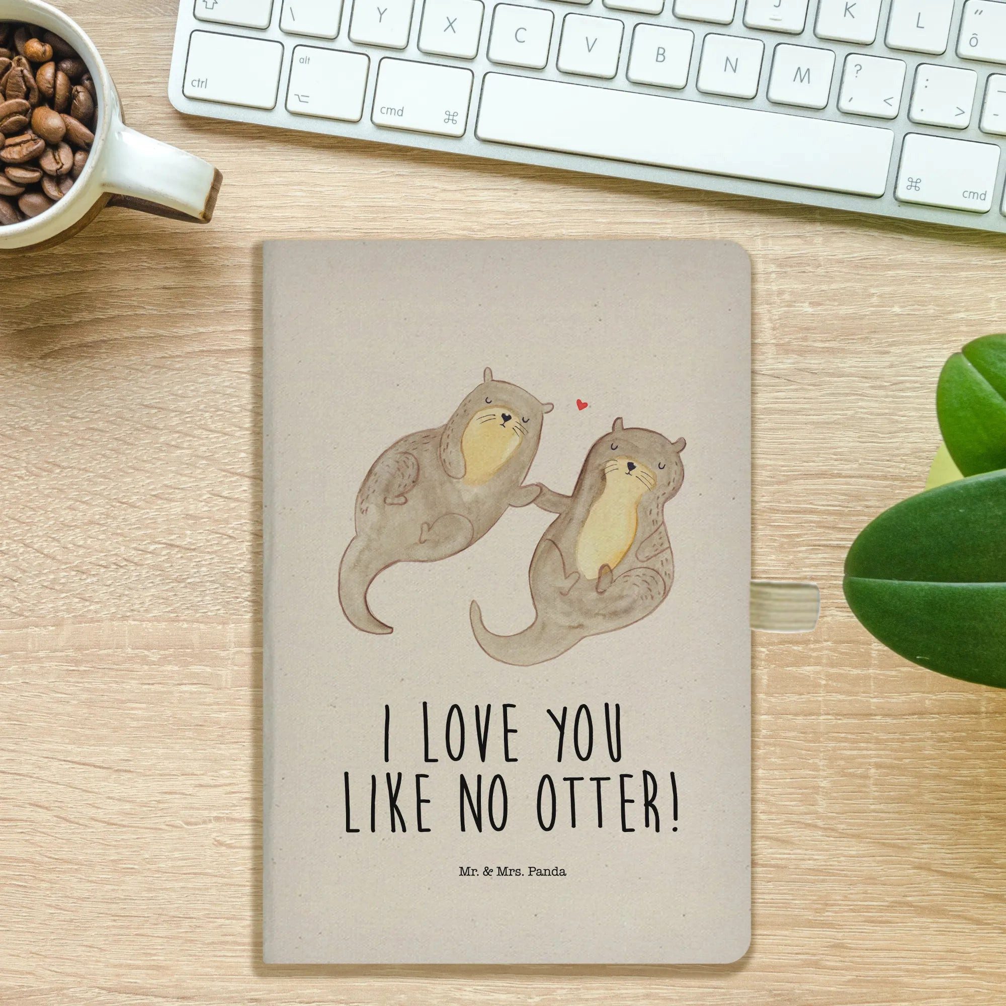 Thumbnail - Mr. & Mrs. Panda Notizbuch Otter Hände halten - Transparent - Geschenk, Fischotter, A5 Notizbuch Mr. & Mrs. Panda, Inspi...
