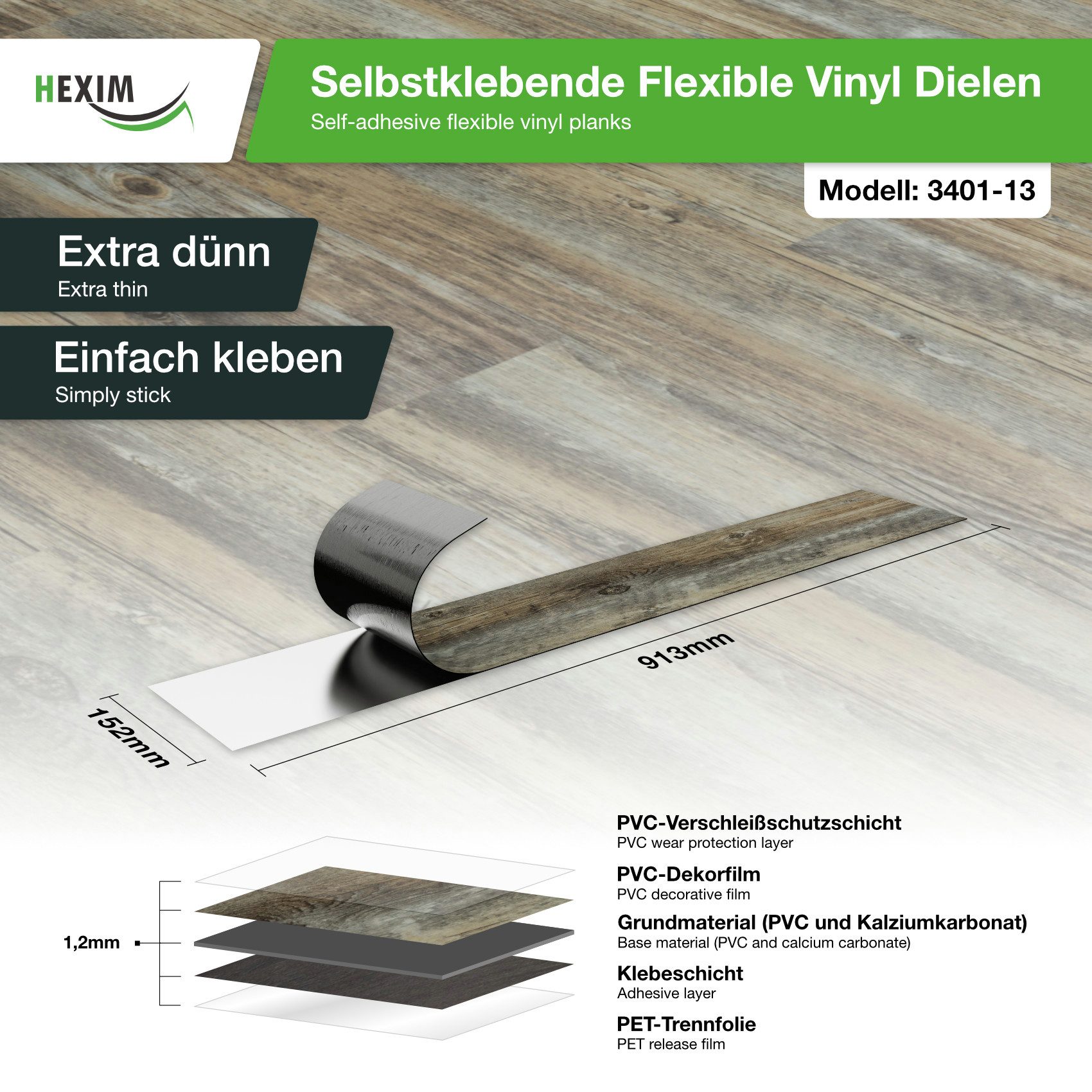 Hexim Vinylboden, Vinyldielen 0,97m² selbstklebend PVC Wandverkleidung Bode günstig online kaufen