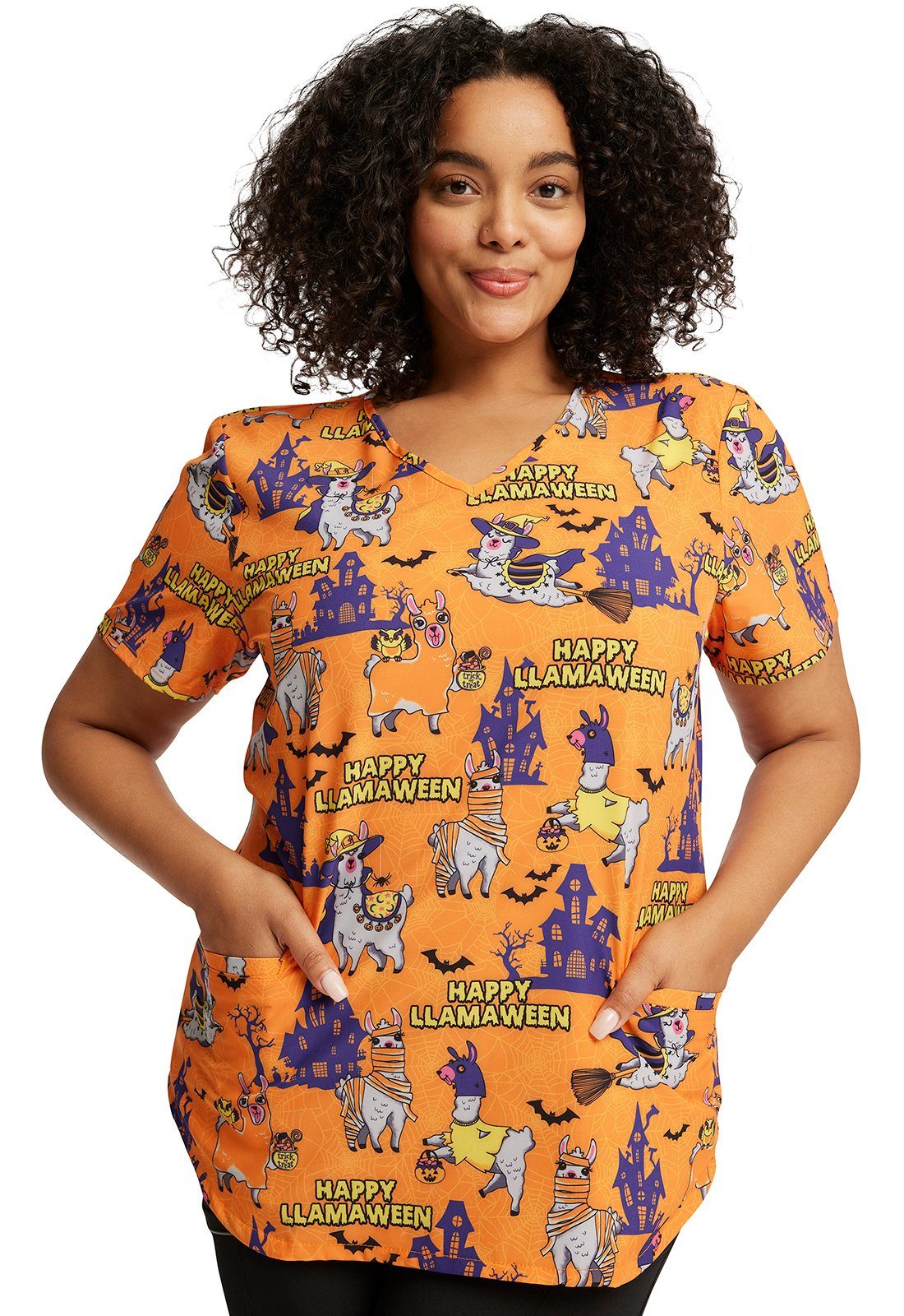 Cherokee Funktionsbluse Bunt bedruckter Damen Kasack "Happy Halloween" Kasack mit Motiv