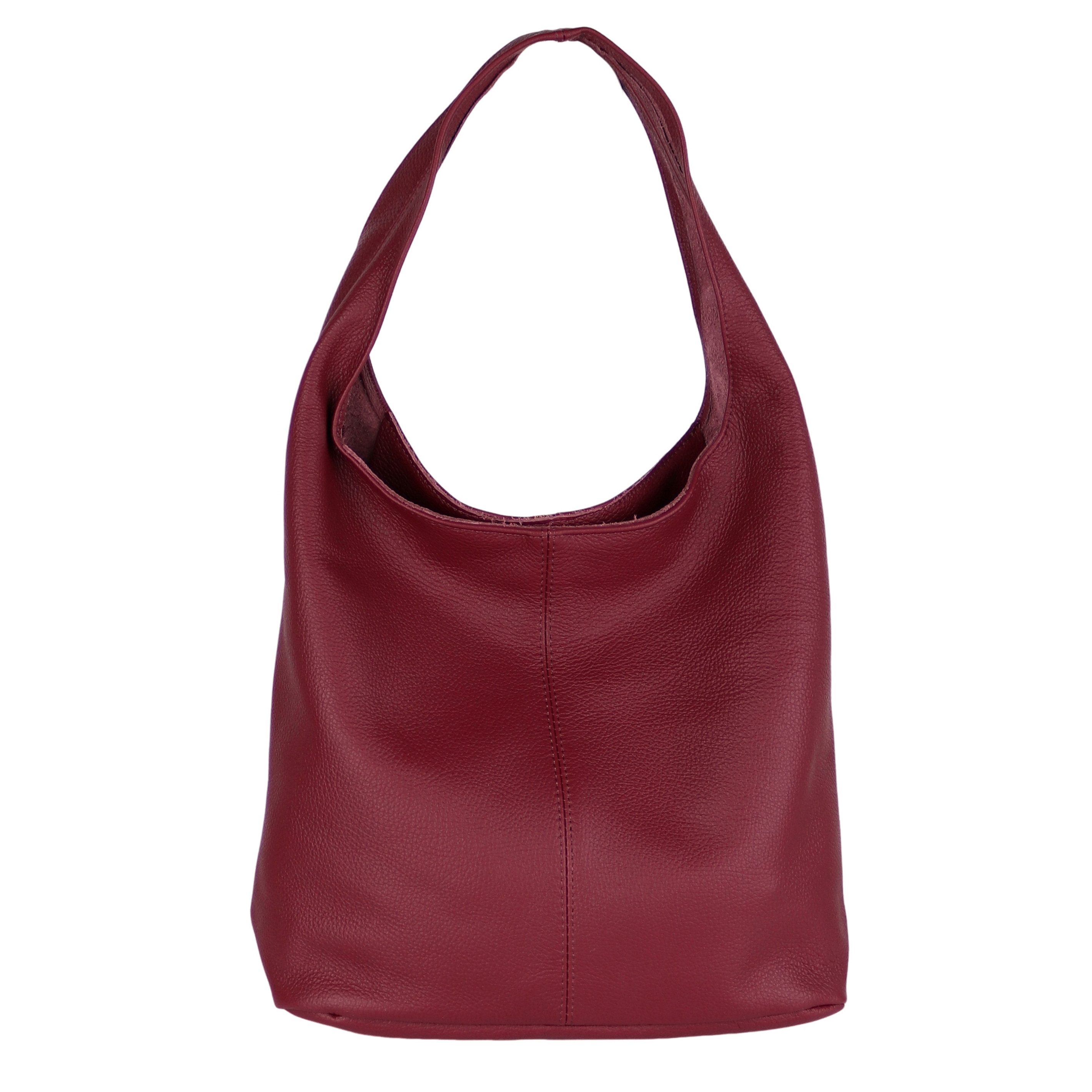 MIRROSI Beuteltasche Damen aus Echtleder, Made in Italy, Shopper Tasche (ca.33x32x16cm)