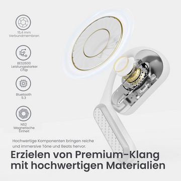 BADENBURG EarStereo 1 Open Ear Kabellose Bluetooth mit 60h Spielzeit 5.4mm Bio In-Ear-Kopfhörer (Leistungsstarke Treiber für tiefe Bässe und klare Höhen, einfach beeindruckend., Fiber Treibern mit SoundPlus Algorithmus, ENC Rauschunterdrückung Büro)