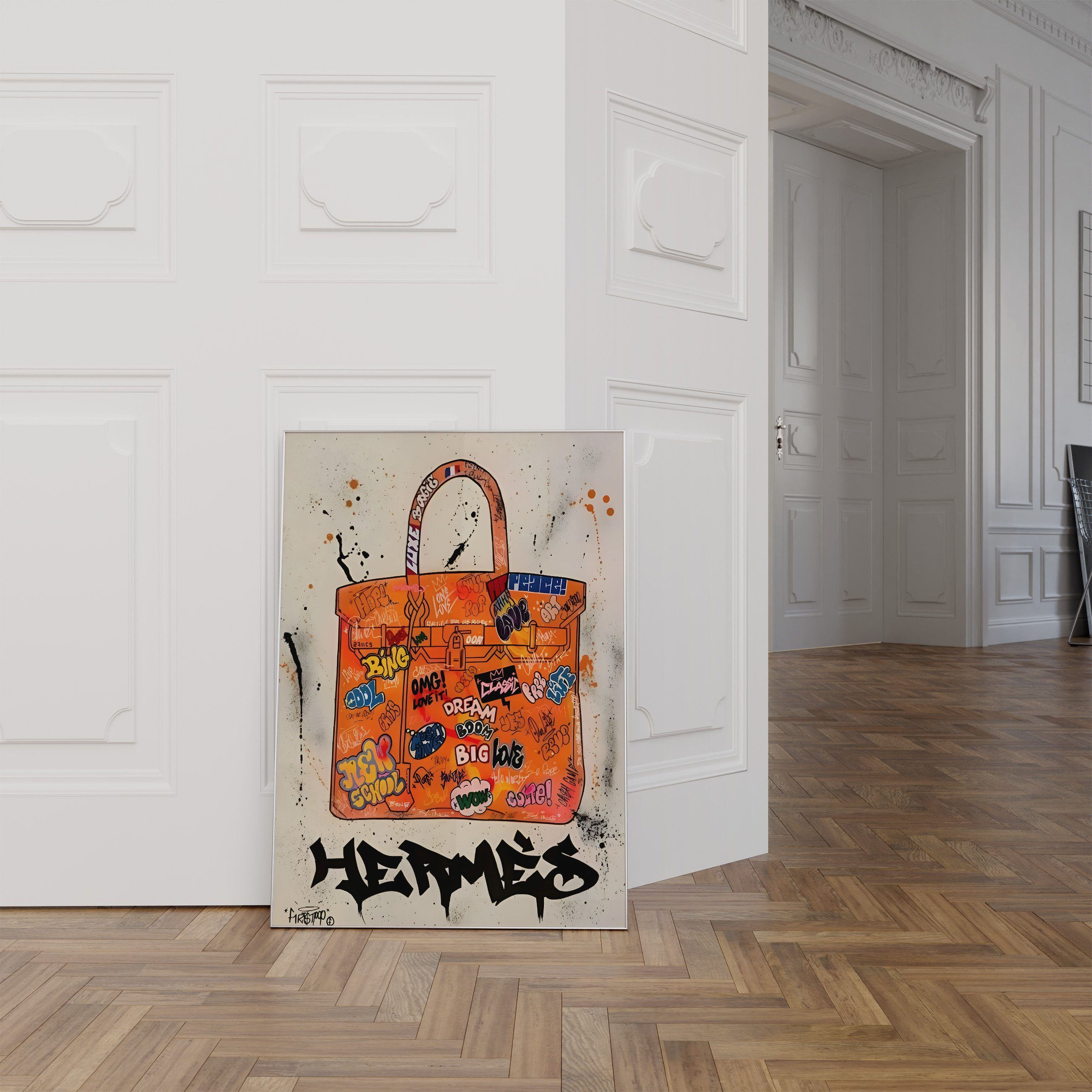 JUSTGOODMOOD Poster Graffiti Orange ® Handtasche · ohne Rahmen Premium Poster