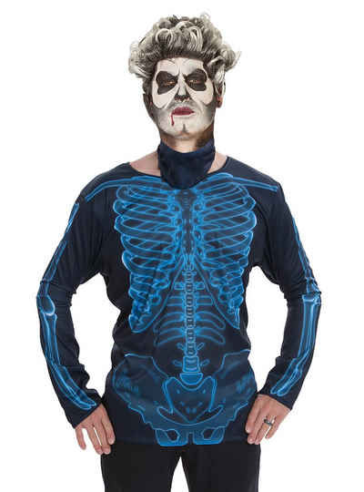 Karneval-Klamotten Kostüm Skelett Herren fotorealistisches 3 D Shirt, Männer Kostüm Halloween Karneval