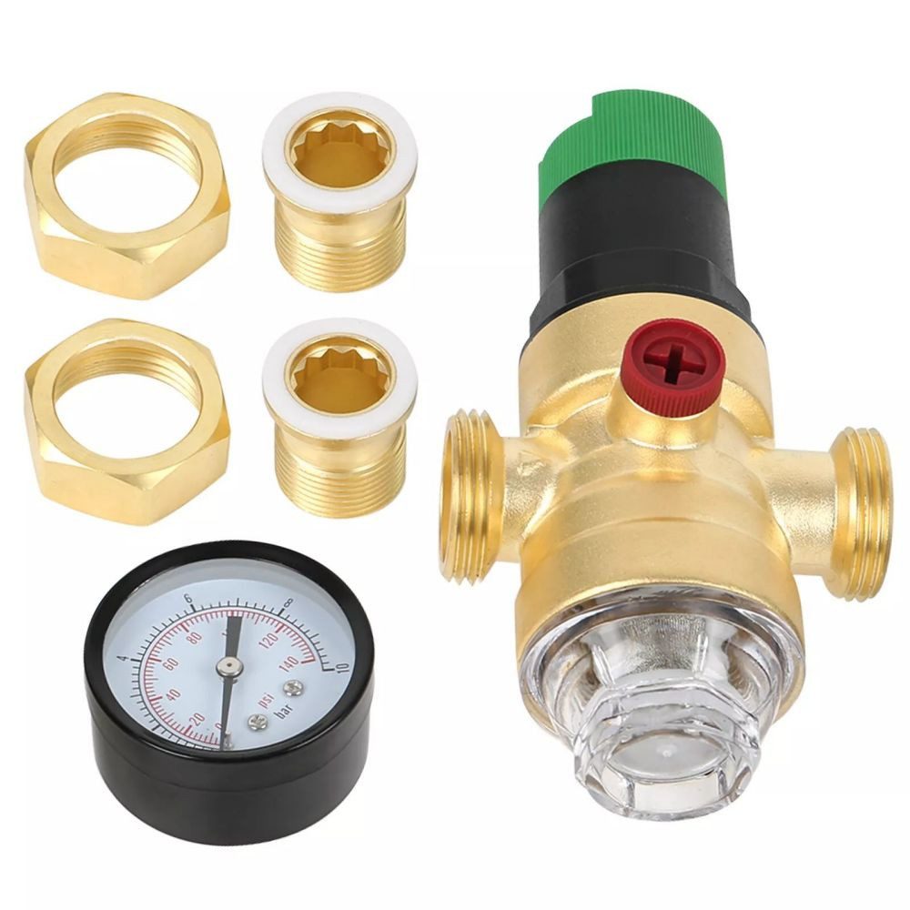 JOYOLEDER Druckminderer Druckminderer Wasser, Druckminderer mit Manometer und Siebfilter, (Wasserdruckmesser für Trinkwasser Garten Wasserdruckminderer, Mit Wasserdruckmesser Und Mesh Filter)