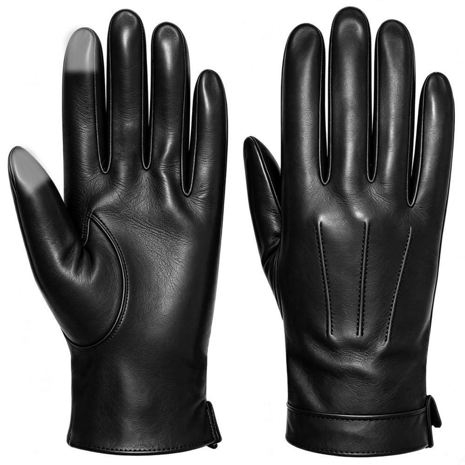 LuxusKollektion Lederhandschuhe Herren Lederhandschuhe Kaschmir Touchscreen M Schwarz (1-St)