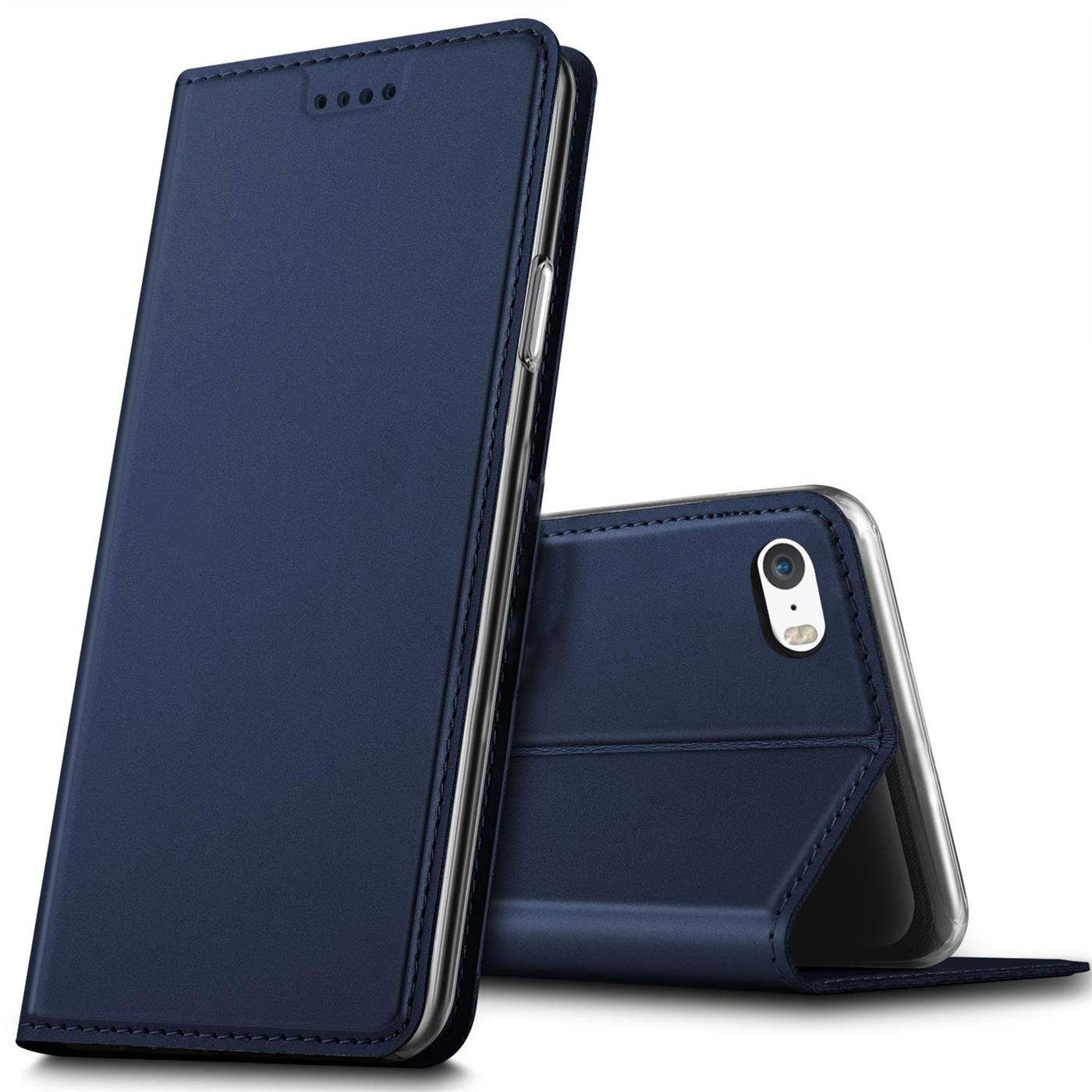 CoolGadget Handyhülle Klapptasche Wallet Kartenfach für Apple iPhone 5 / 5S / SE 4 Zoll, Ultra Slim Flip Case Hülle Klapphülle Cover Schutzhülle